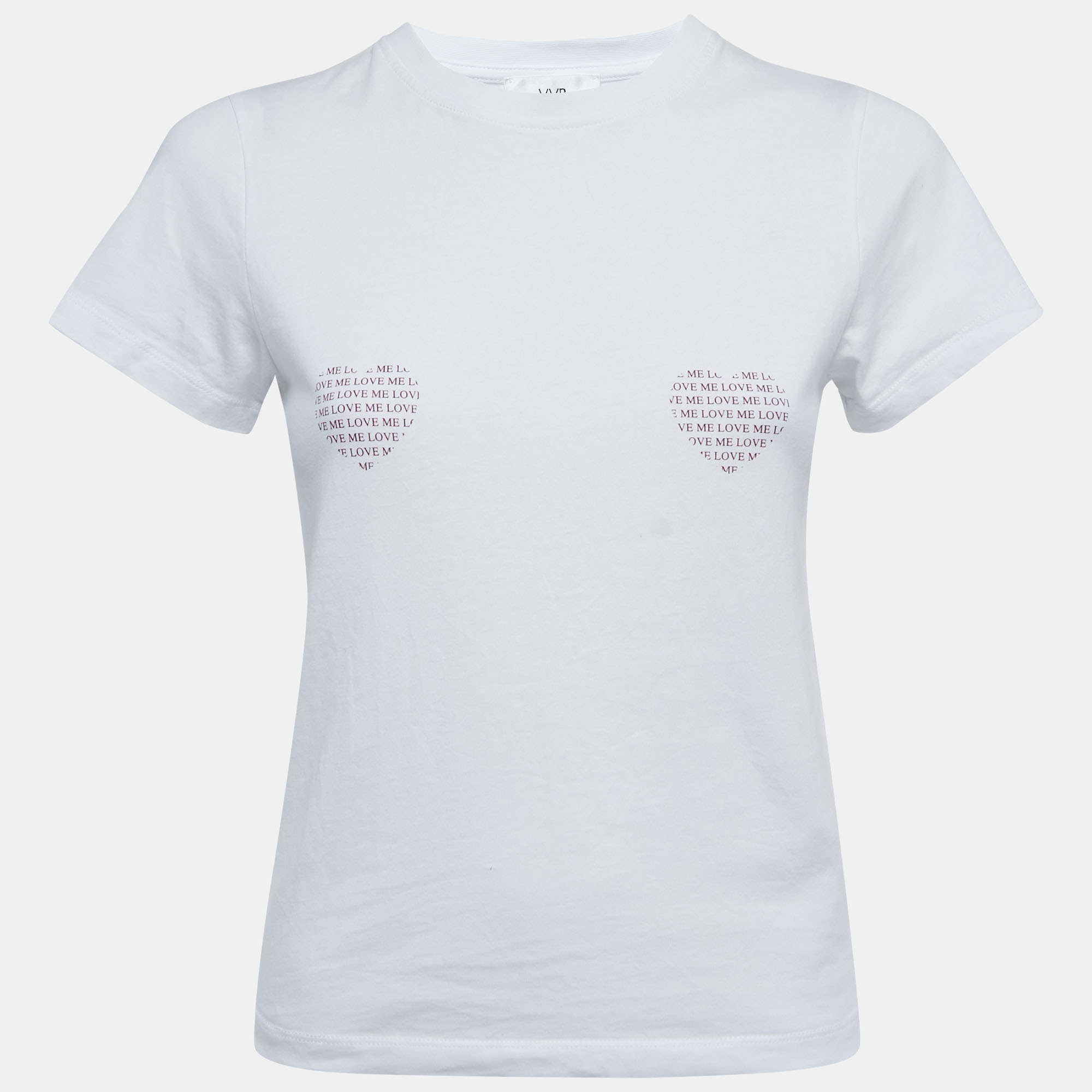 

Victoria Victoria Beckham White Love Print Cotton Crew Neck Short Sleeve T-Shirt