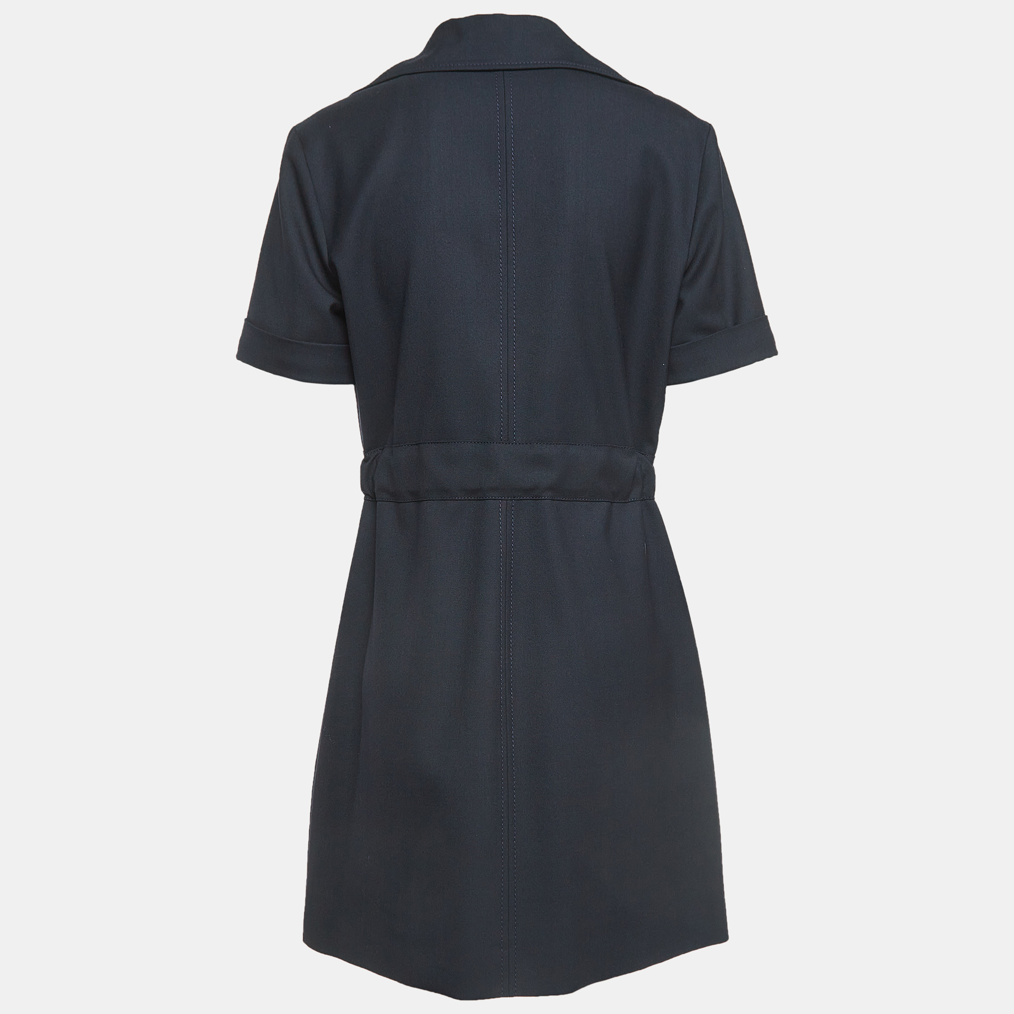 

Victoria Victoria Beckham Navy Blue Wool Blend Zip-Up Mini Dress