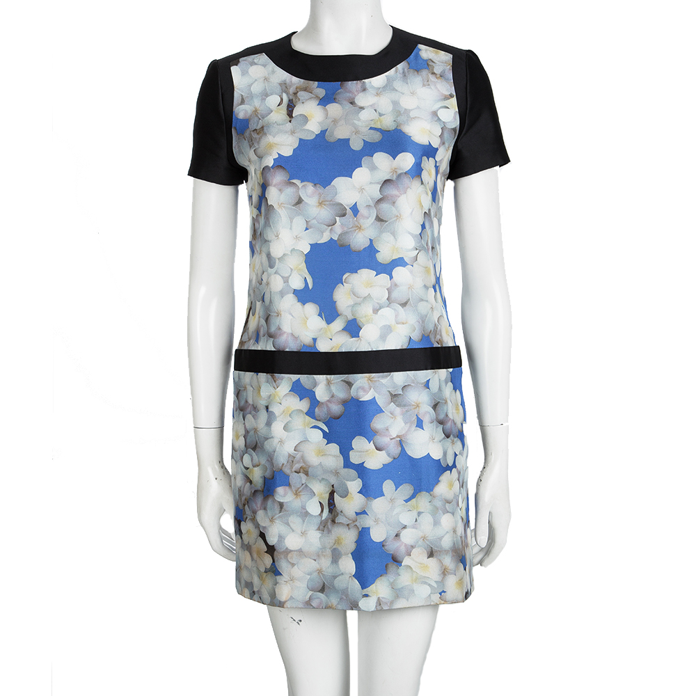 

Victoria Victoria Beckham Multicolor Floral Printed Silk Short Sleeve Dress