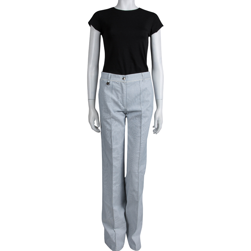 

Viktor and Rolf Blue Striped Cotton Wide Leg Trousers