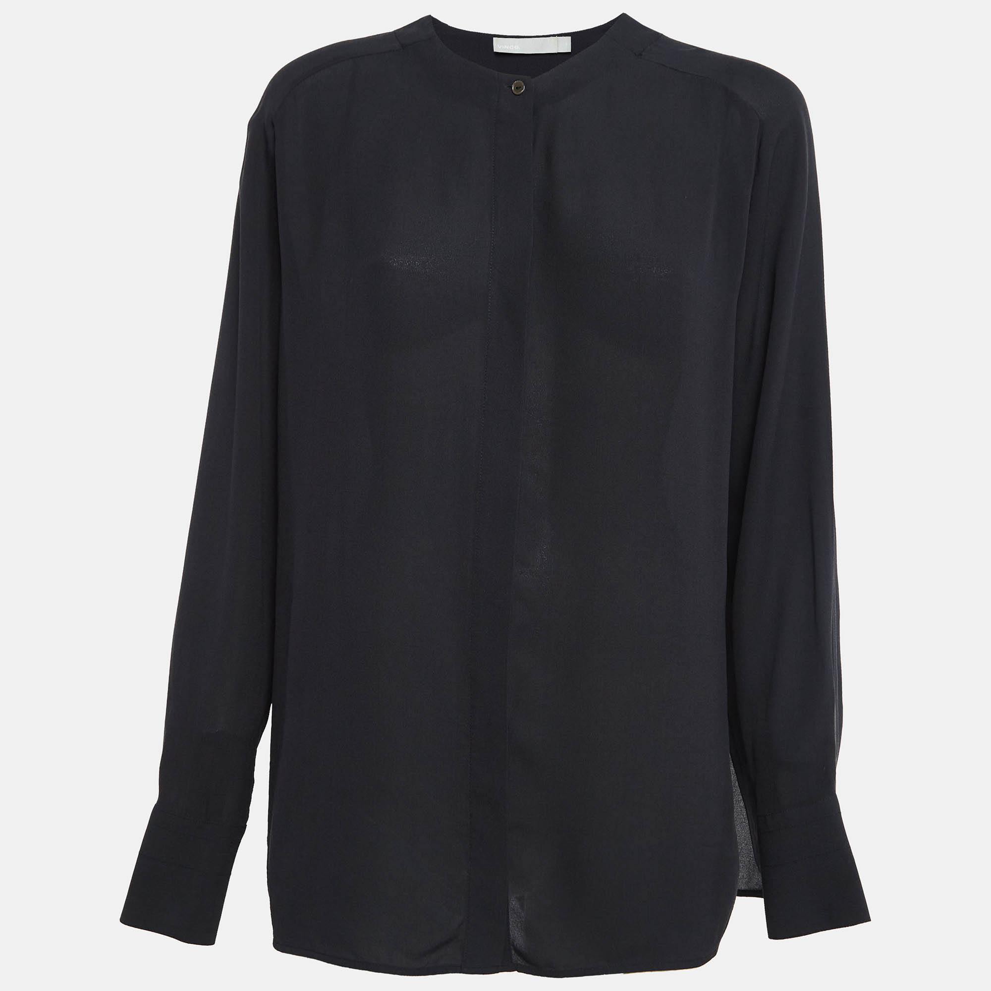 

Vince Black Silk Button-Up Blouse M