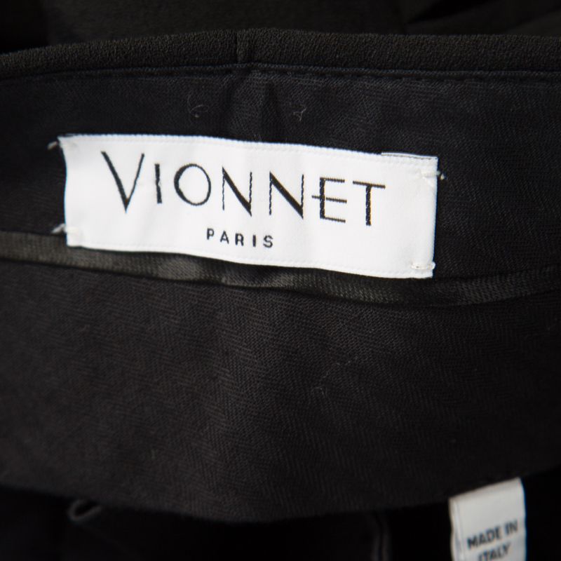 Pre-owned Vionnet Black Crepe Pleated High Waist Tailored Trousers L