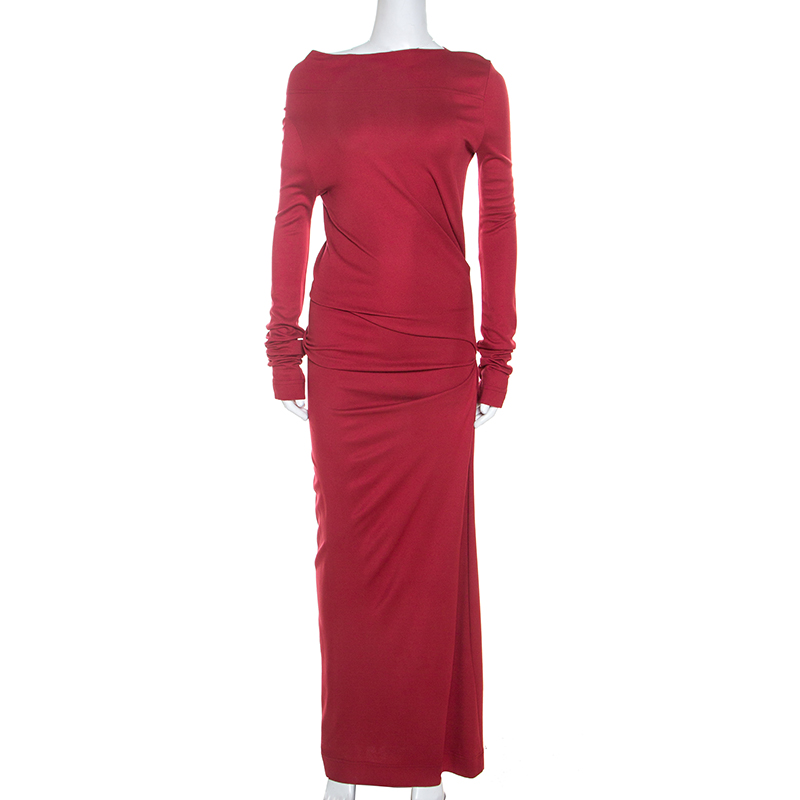 Vivienne Westwood Anglomania Brick Red Jersey Ruching Detail Taxa Dress M