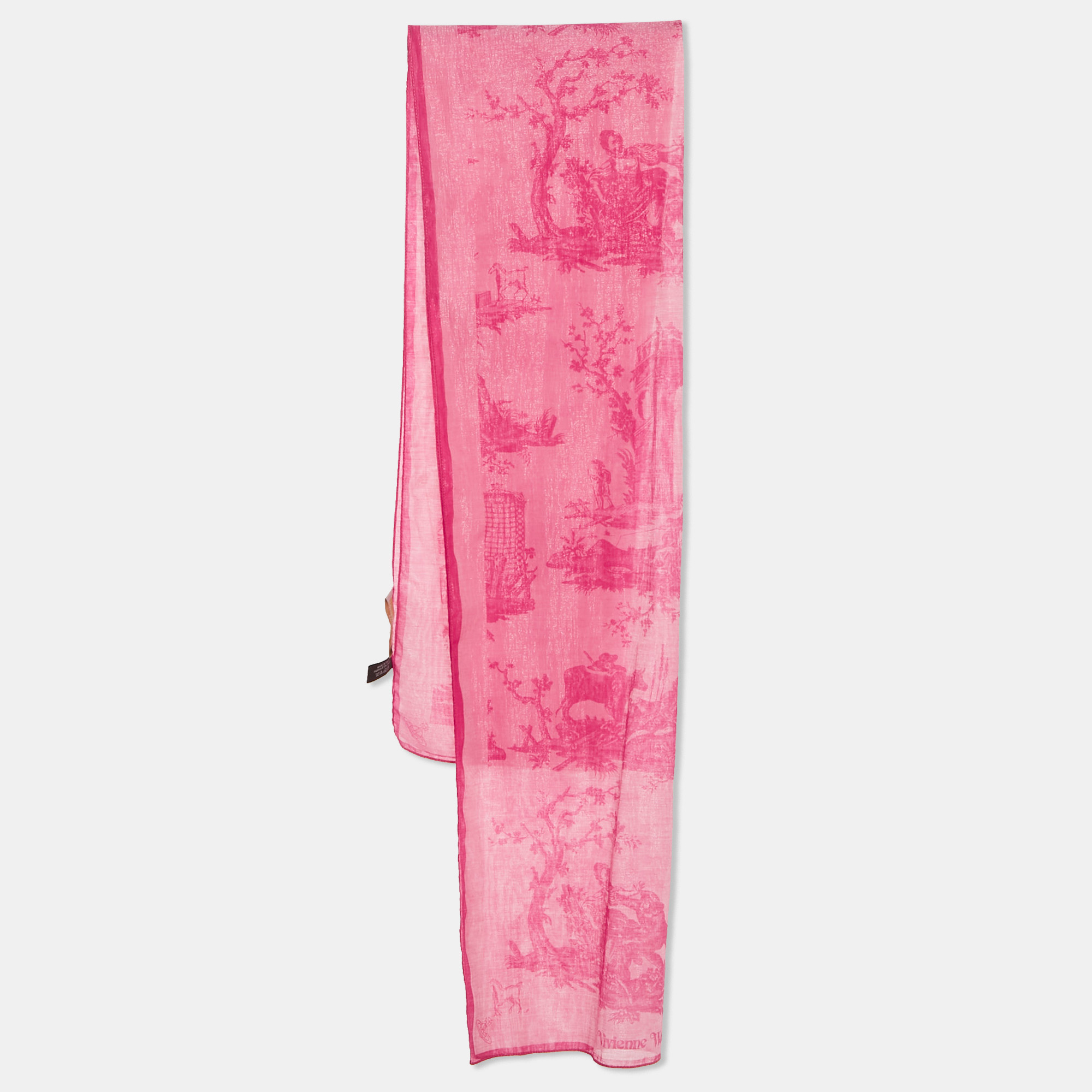 Pre-owned Vivienne Westwood Pink Printed Lurex Cotton Scarf