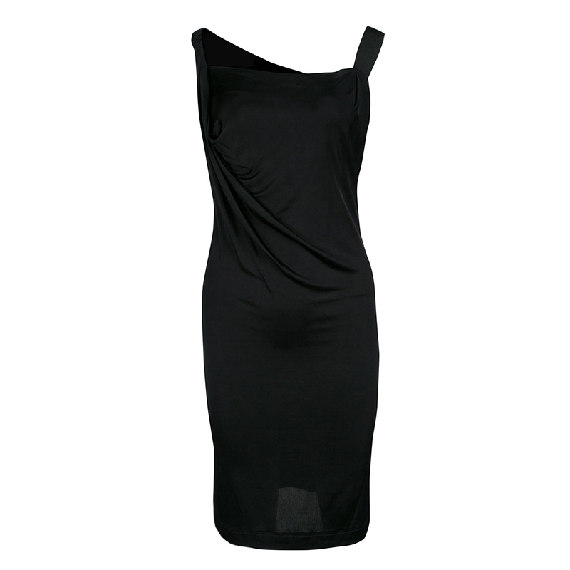 Vivienne Westwood Anglomania Black Jersey Asymmetric Draped Sleeveless Dress XS