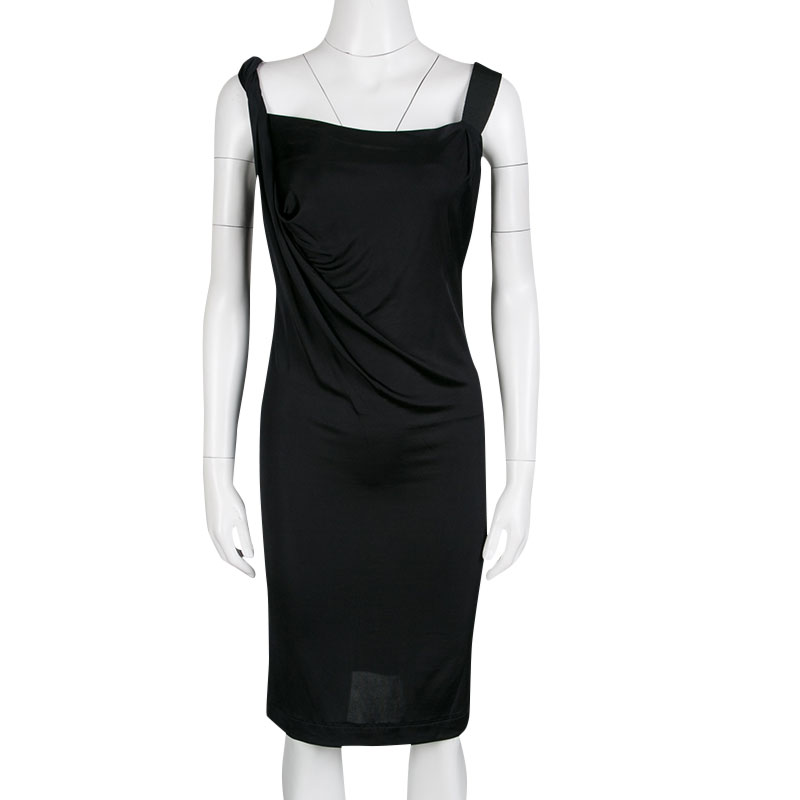 

Vivienne Westwood Anglomania Black Jersey Asymmetric Draped Sleeveless Dress