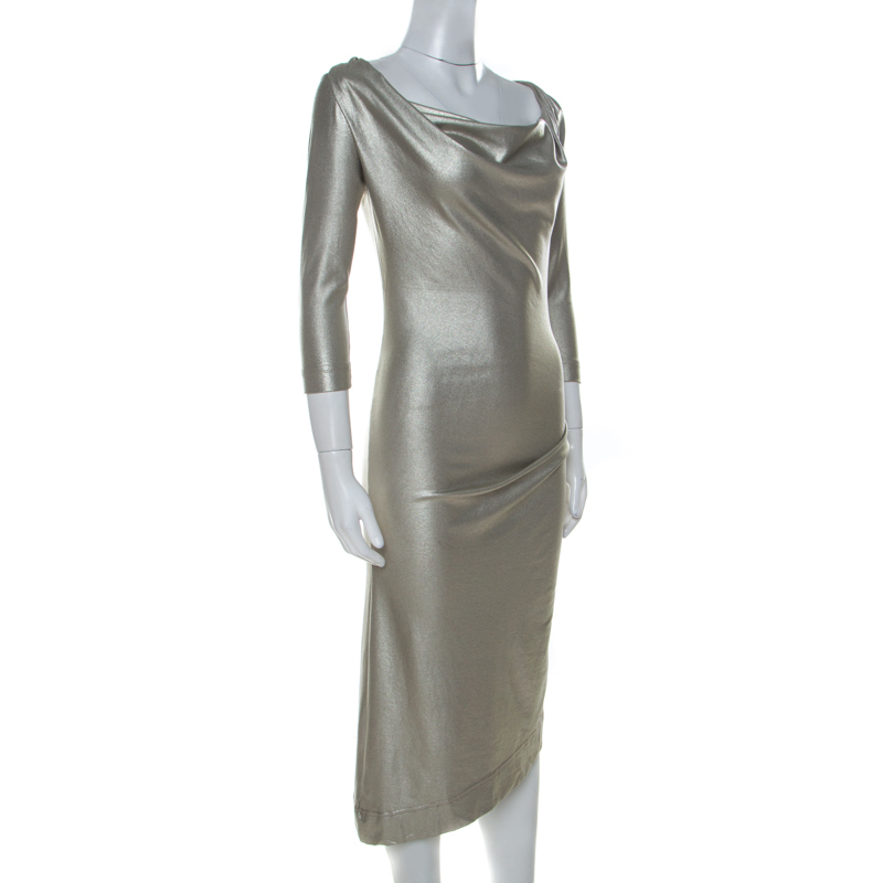 

Vivienne Westwood Anglomania Metallic Stretch Knit Asymmetric Dress