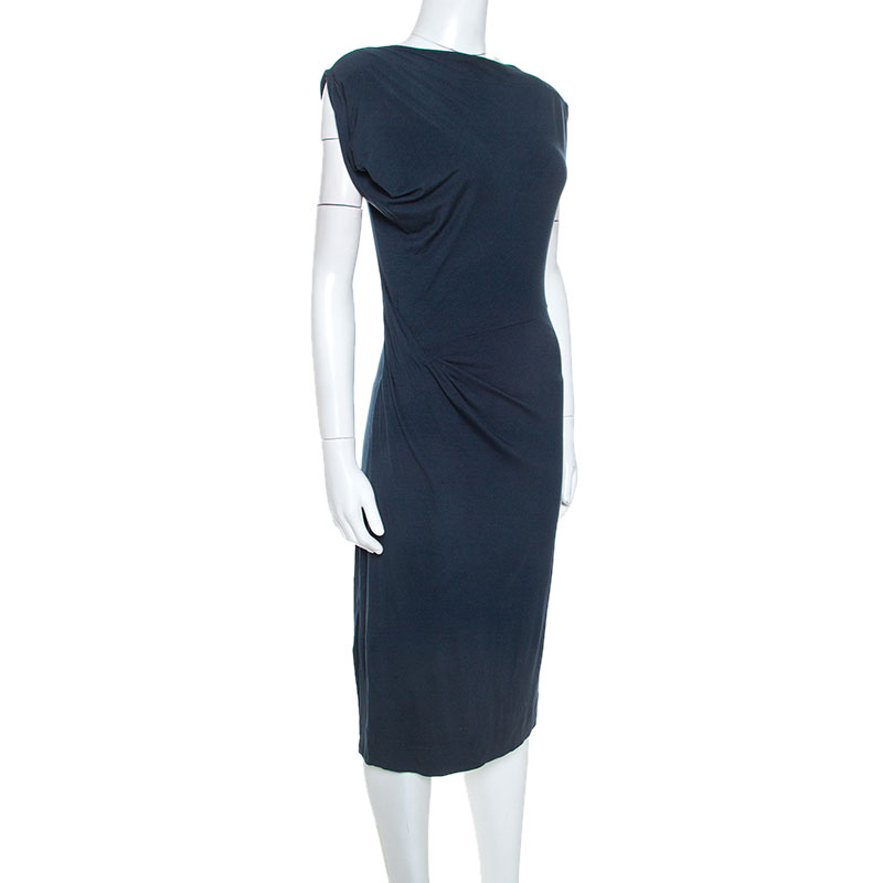 

Vivienne Westwood Anglomania Dark Teal Ruched Stretch Jersey Dress, Blue