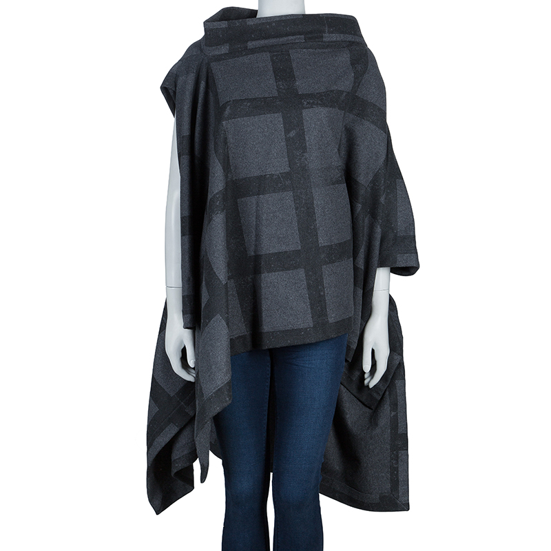 

Vivienne Westwood Anglomania Gaia Plaid Wool Cape Coat, Grey