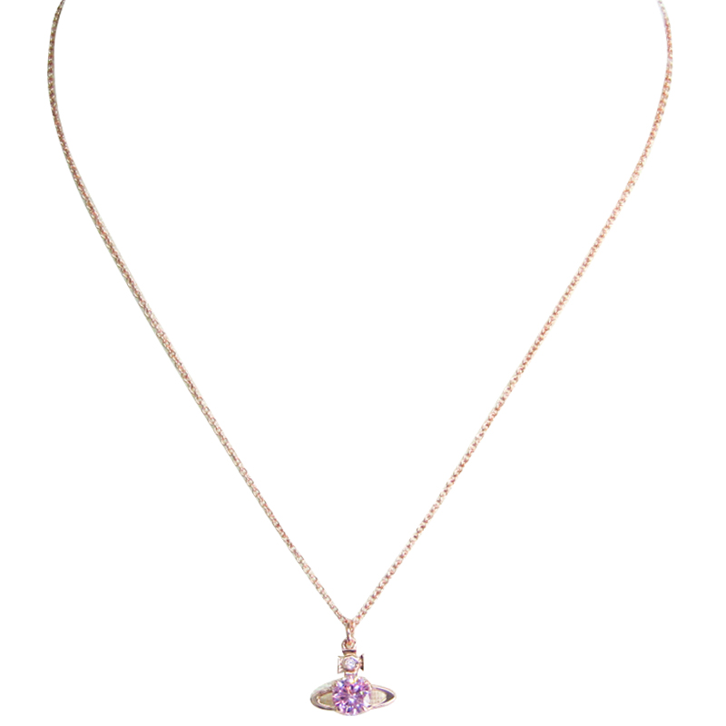 

Vivienne Westwood Orb Pink Gold Tone And Rhinestone Pendant Necklace