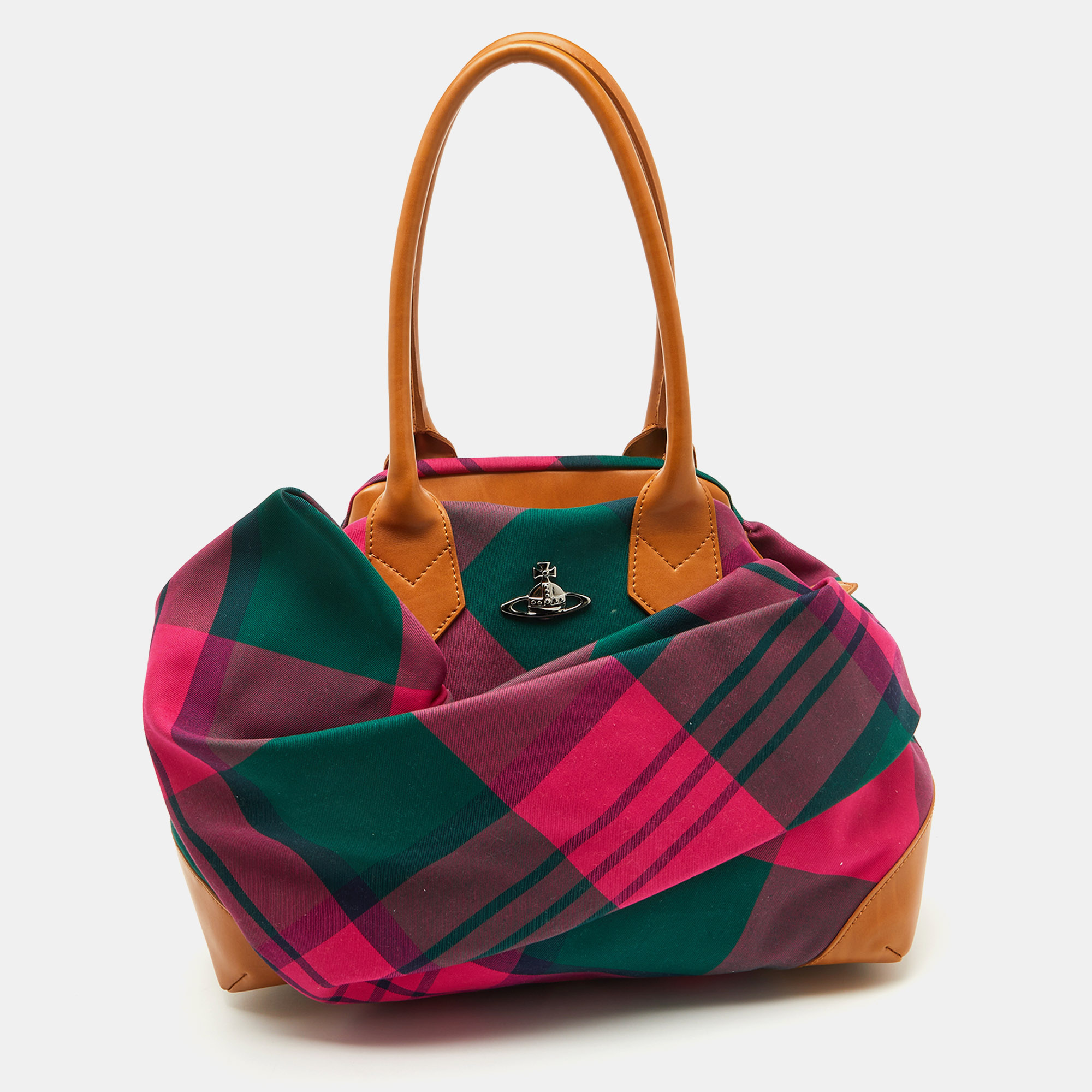 

Vivienne Westwood Multicolor Check Canvas and Leather Satchel