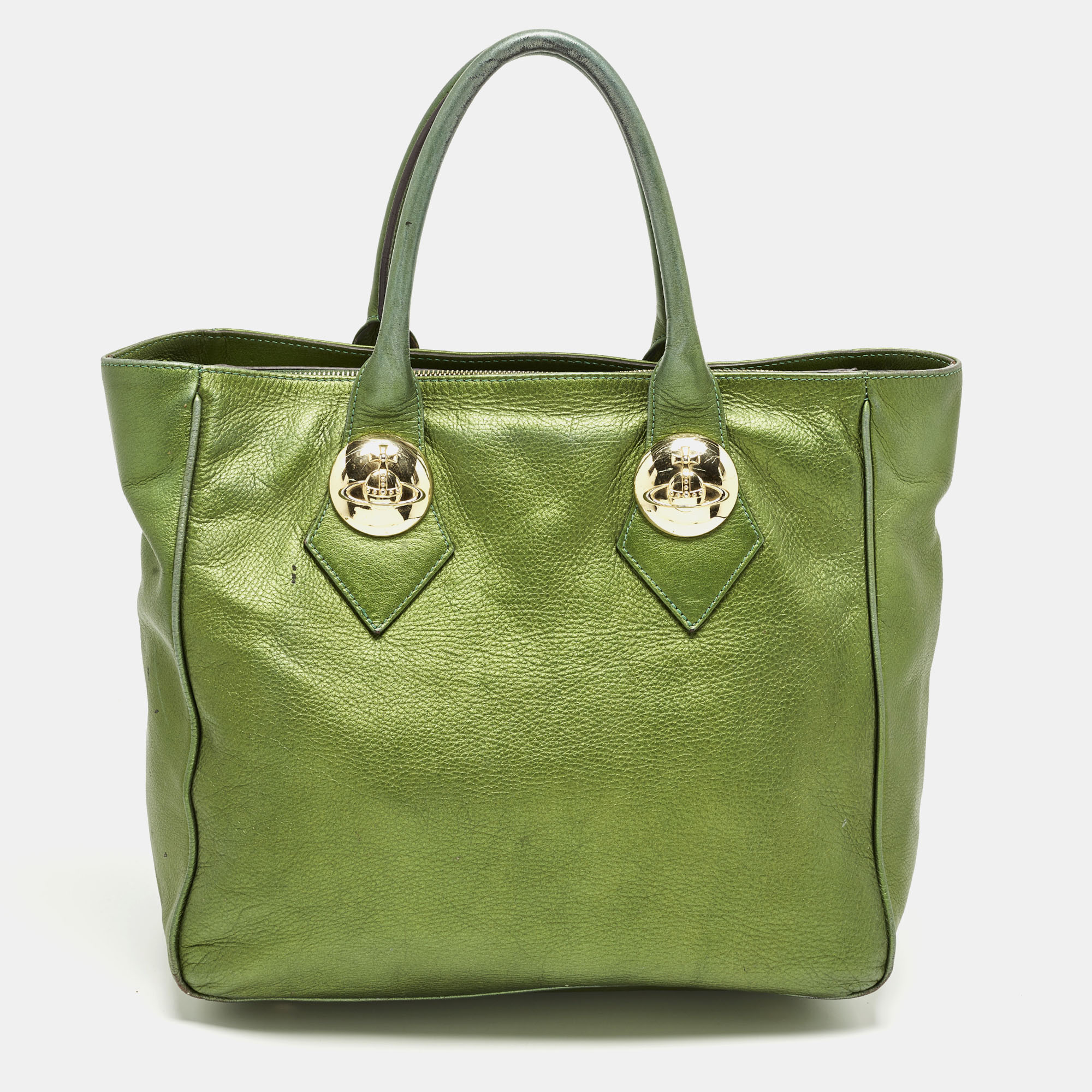 

Vivienne Westwood Green Leather Zip Tote