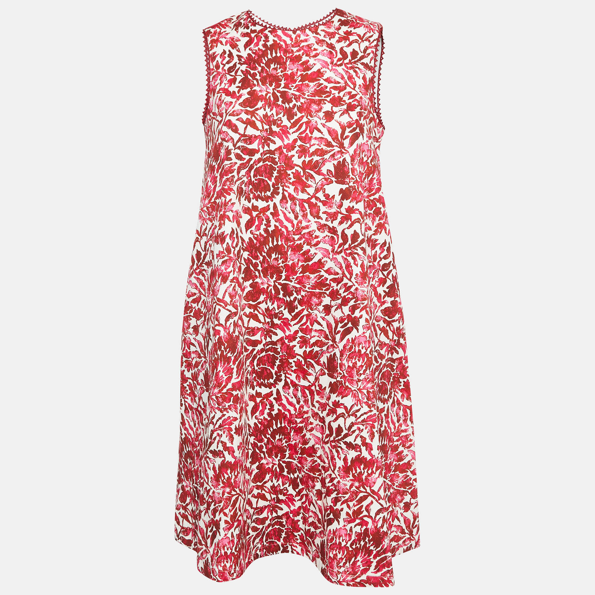 Pre-owned Weekend Max Mara Red Floral Printed Cotton Sleeveless Alfiere Dress S