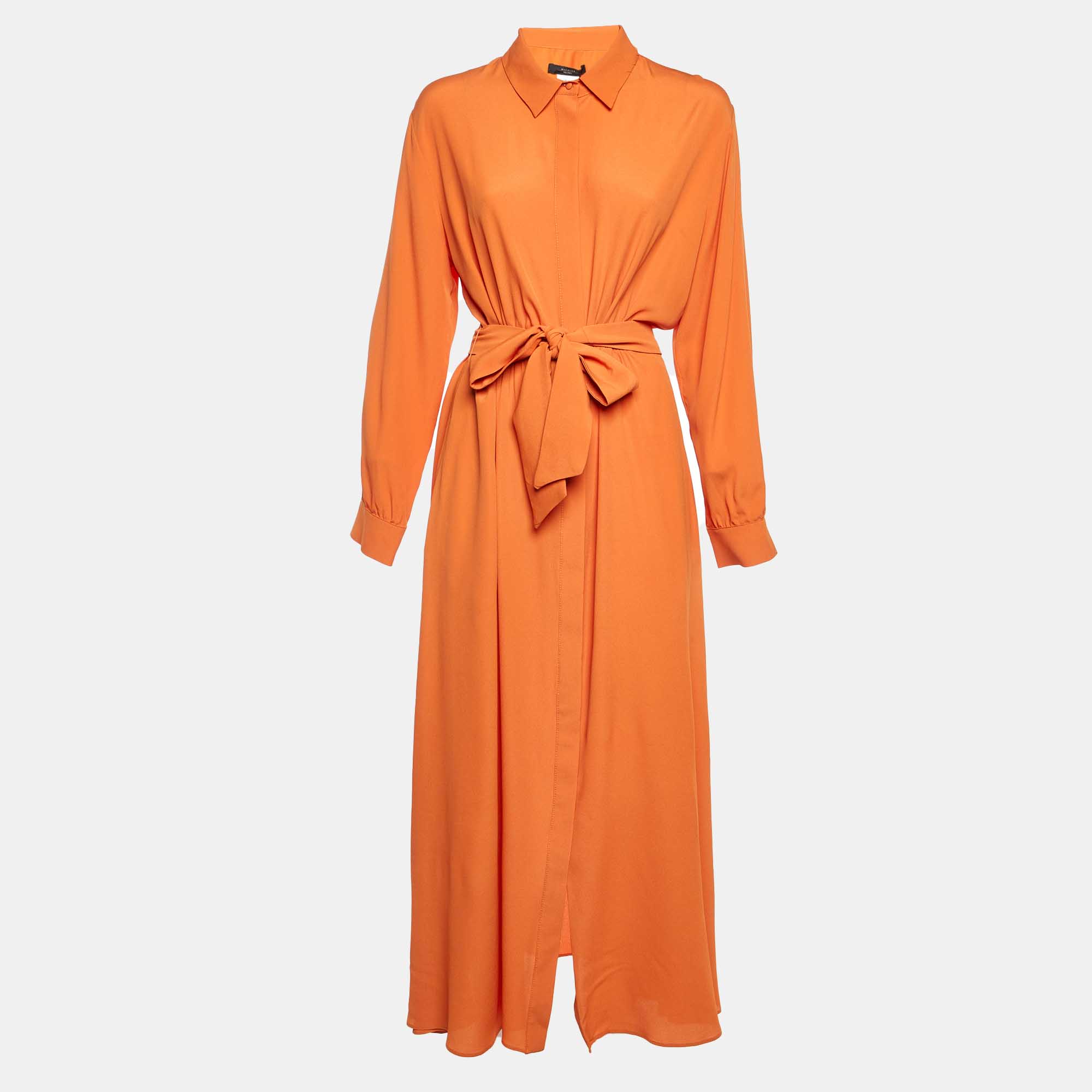 

Weekend Max Mara Orange Crepe Pulvino Shirt Dress L