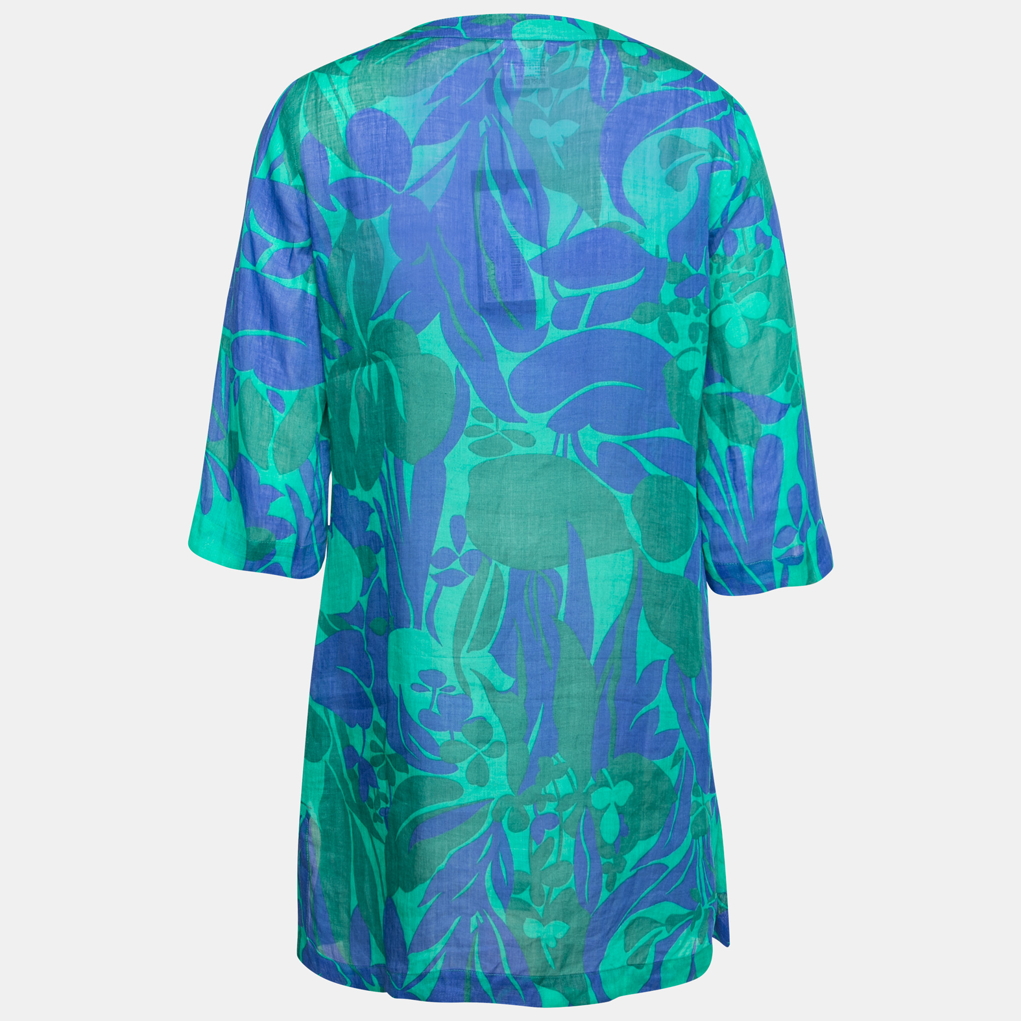 

Weekend Max Mara Green Printed Ramie Short Tunic Dress