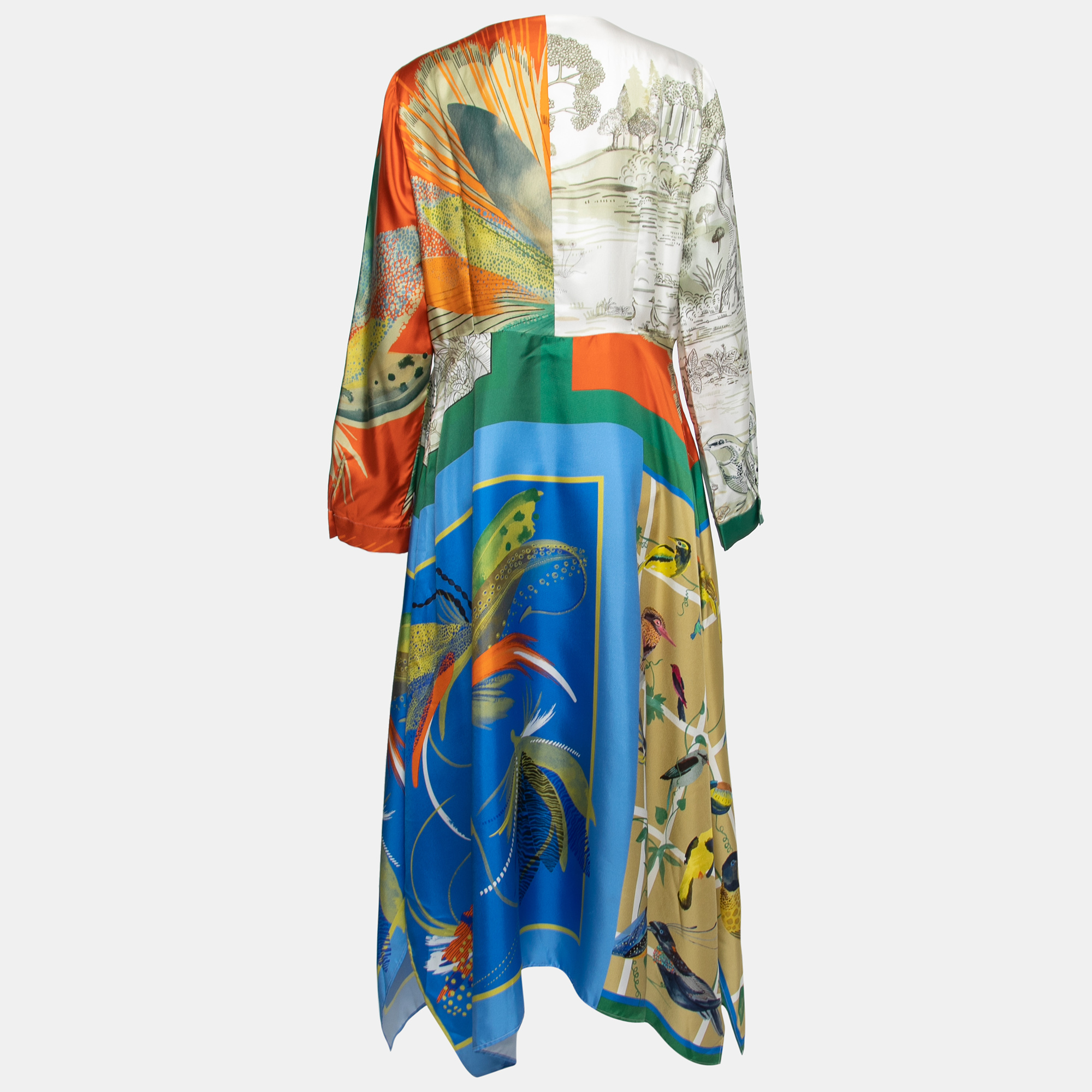 Weekend Max Mara Multicolor Printed Silk Long-Sleeve Long Dress L  - buy with discount