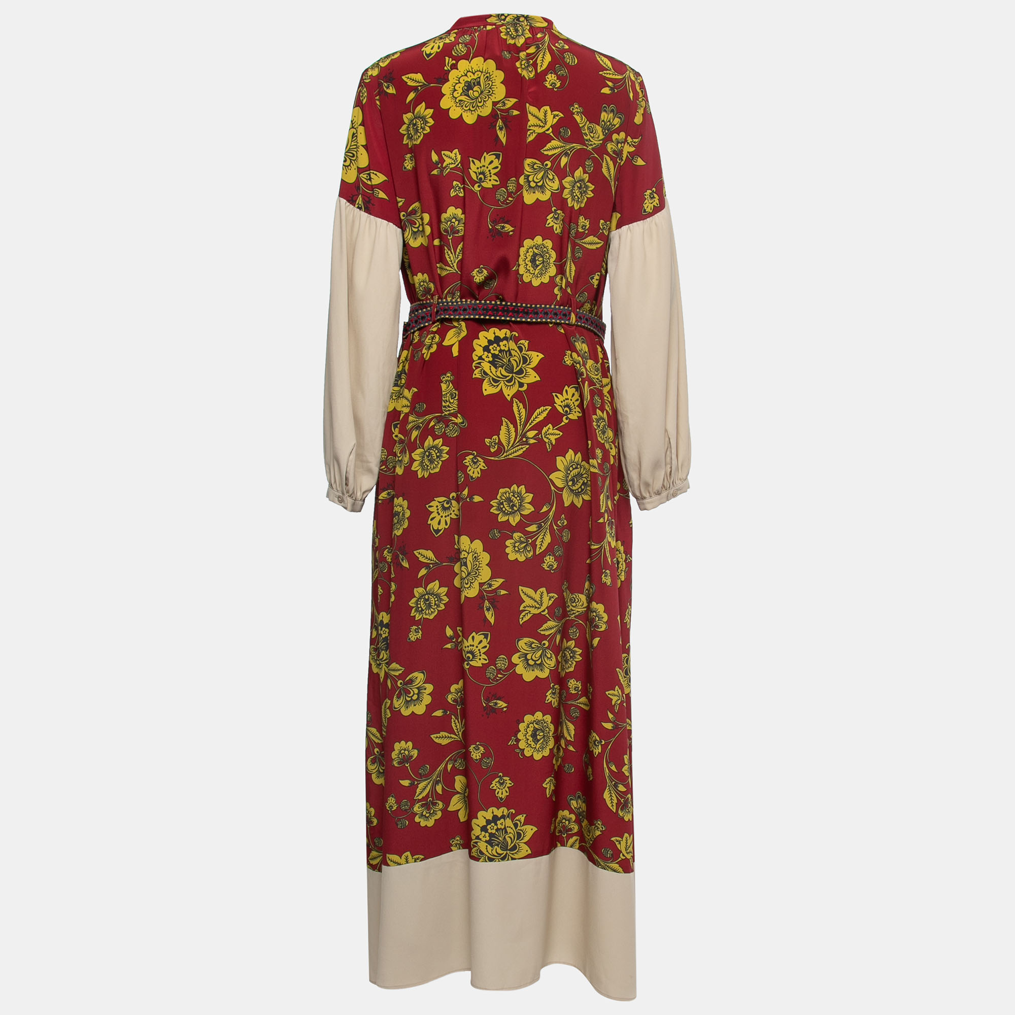 

Weekend Max Mara Red Printed Silk Belted Maxi Dress