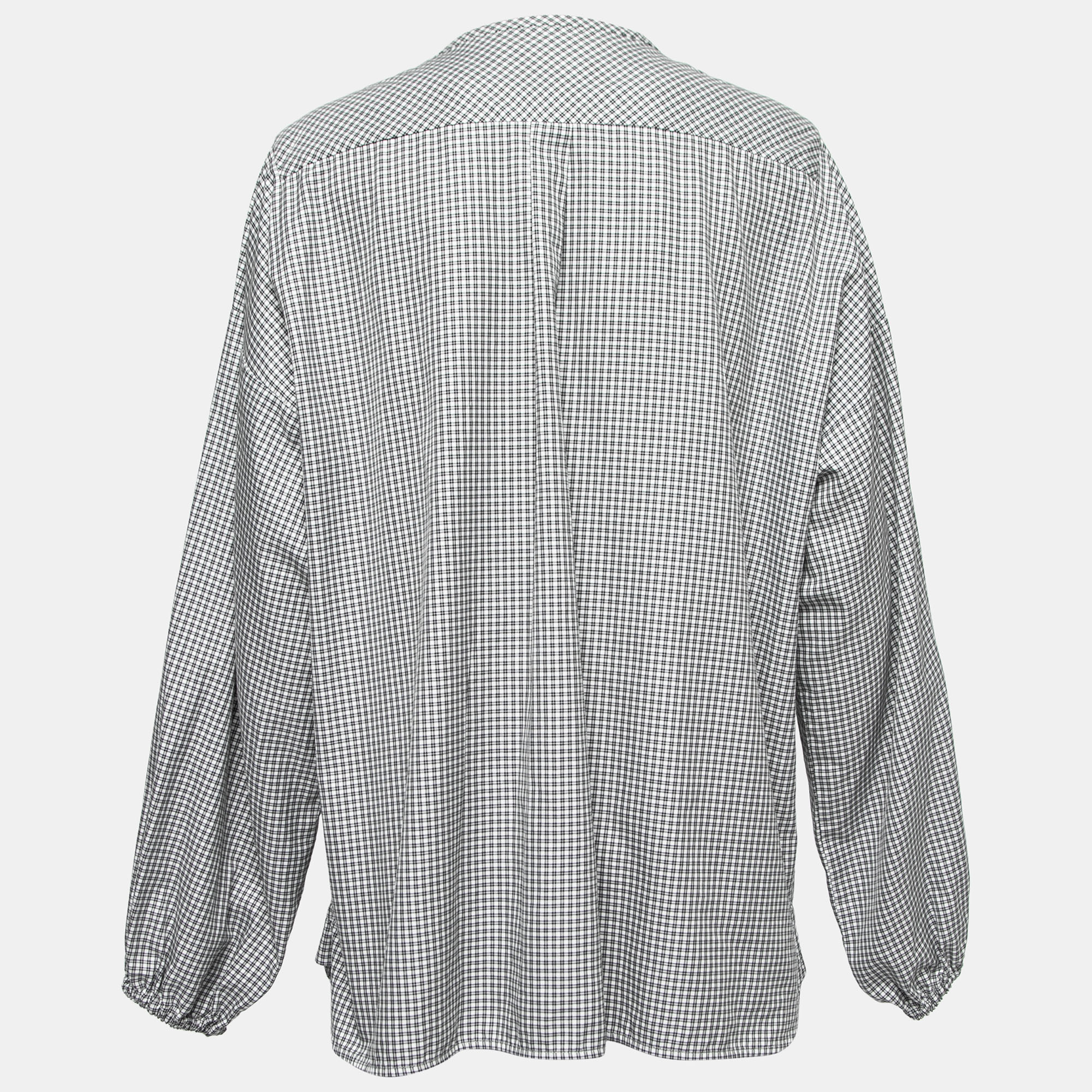 

Weekend Max Mara Black Checked Cotton Pleated Front Blouse