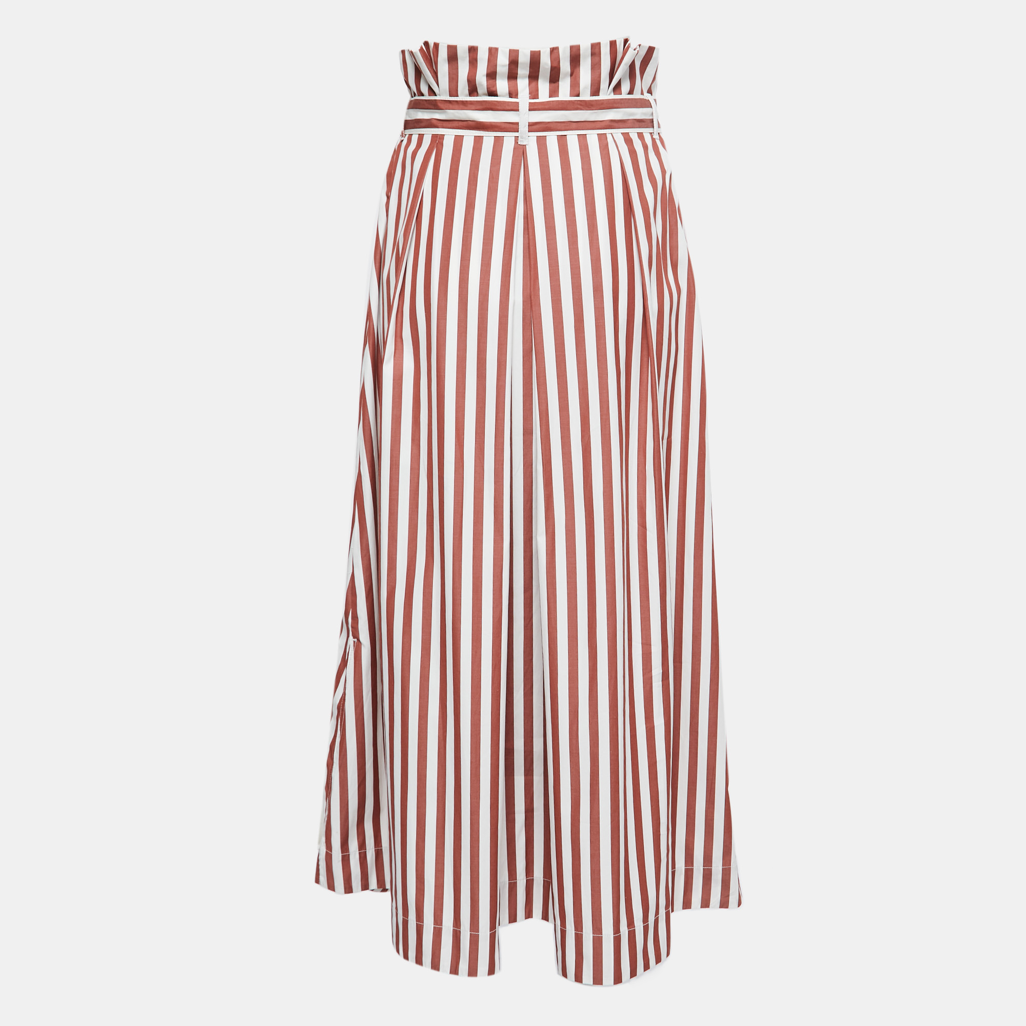 

Weekend Max Mara Red Striped Cotton Belted Maxi Skirt