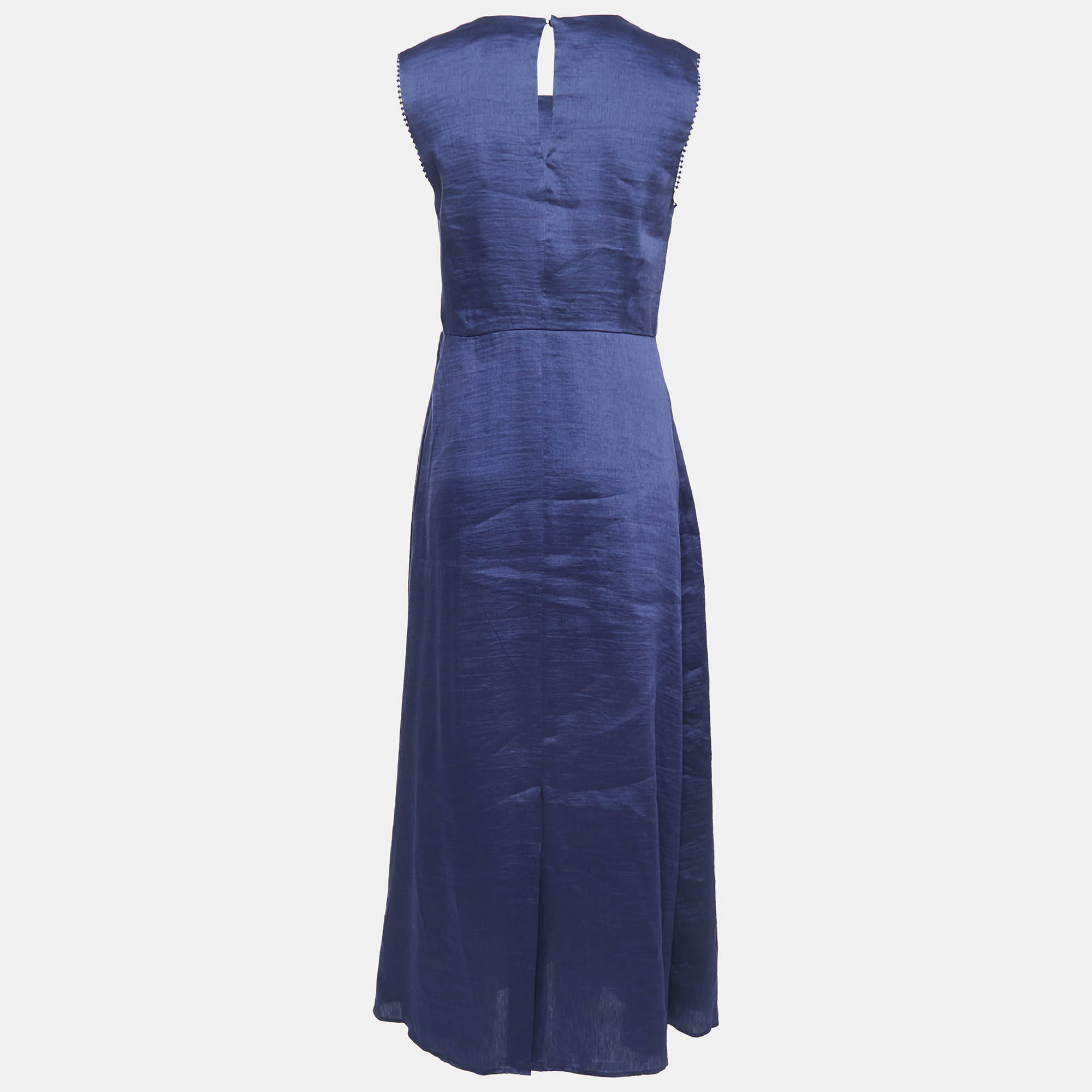

Weekend Max Mara Navy Blue Linen Blend Sleeveless Maxi Dress