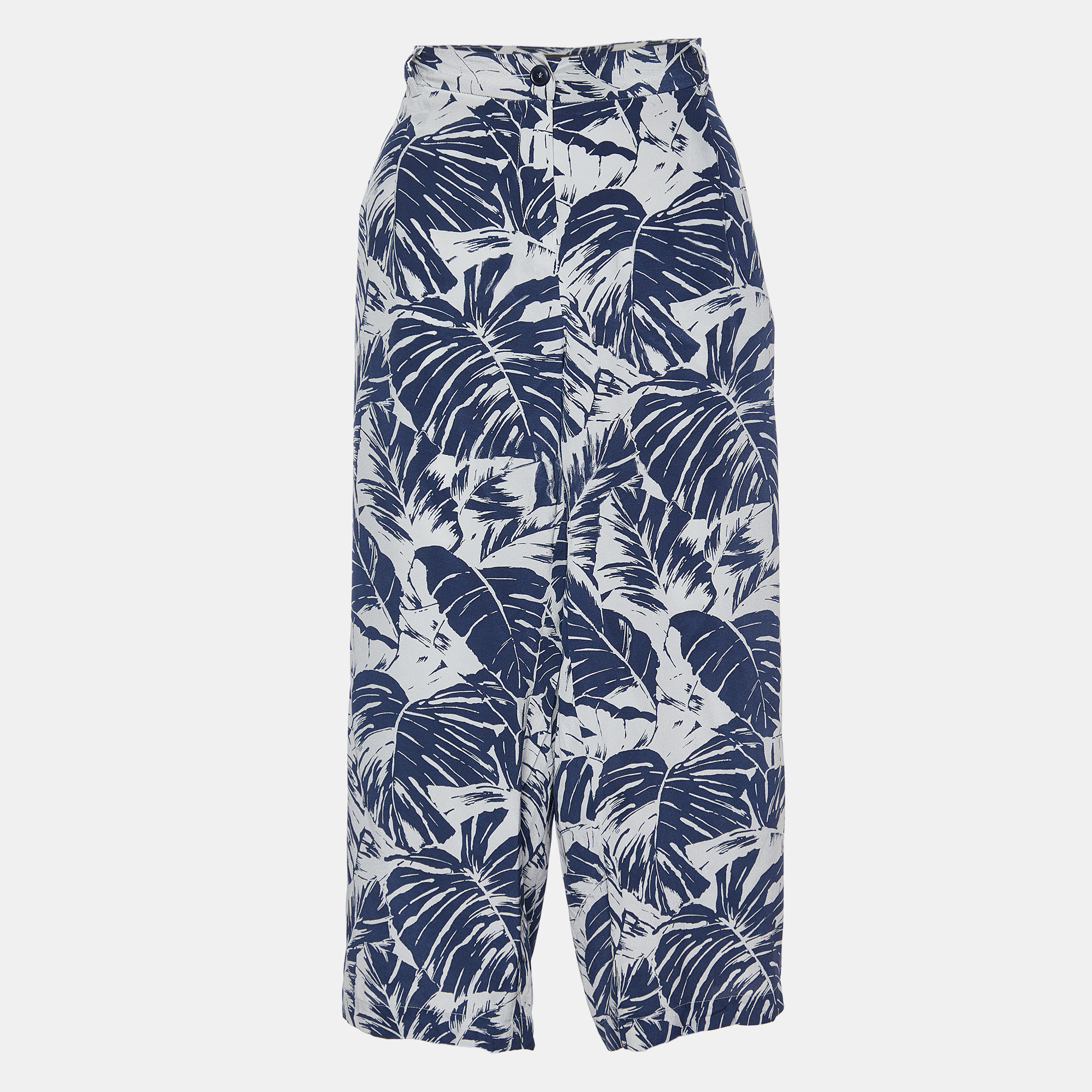 

Weekend Max Mara Blue Tropical Print Silk Capri Pants L