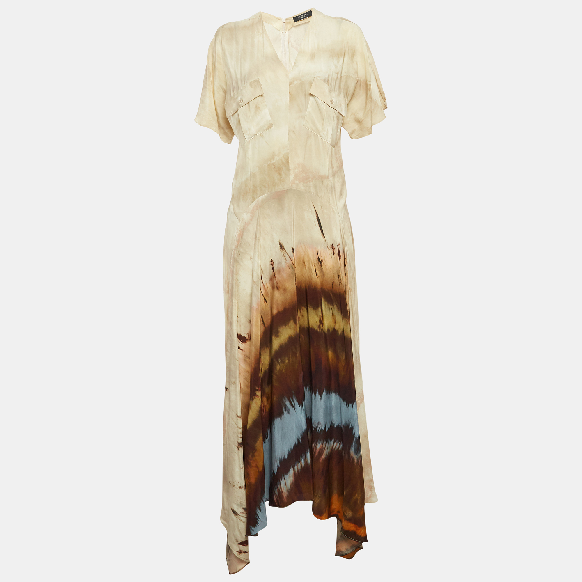 

Weekend Max Mara Beige Printed Front Pocket Maxi Dress M