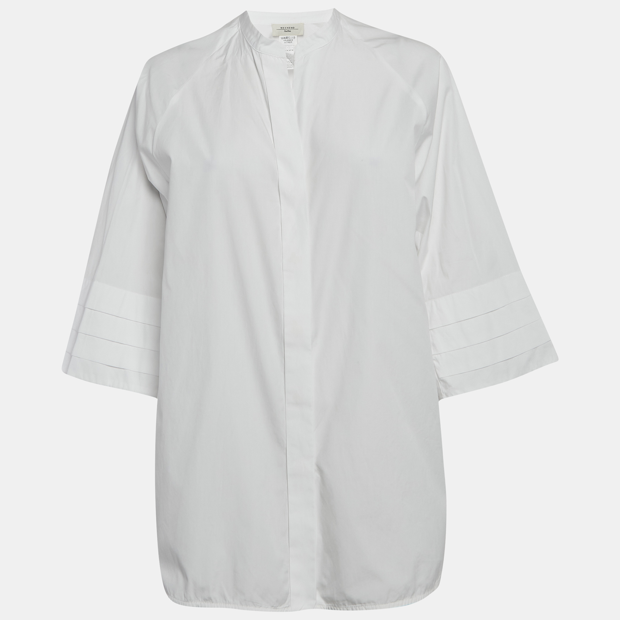 

Weekend Max Mara White Cotton Pleated Button Front Tunic M