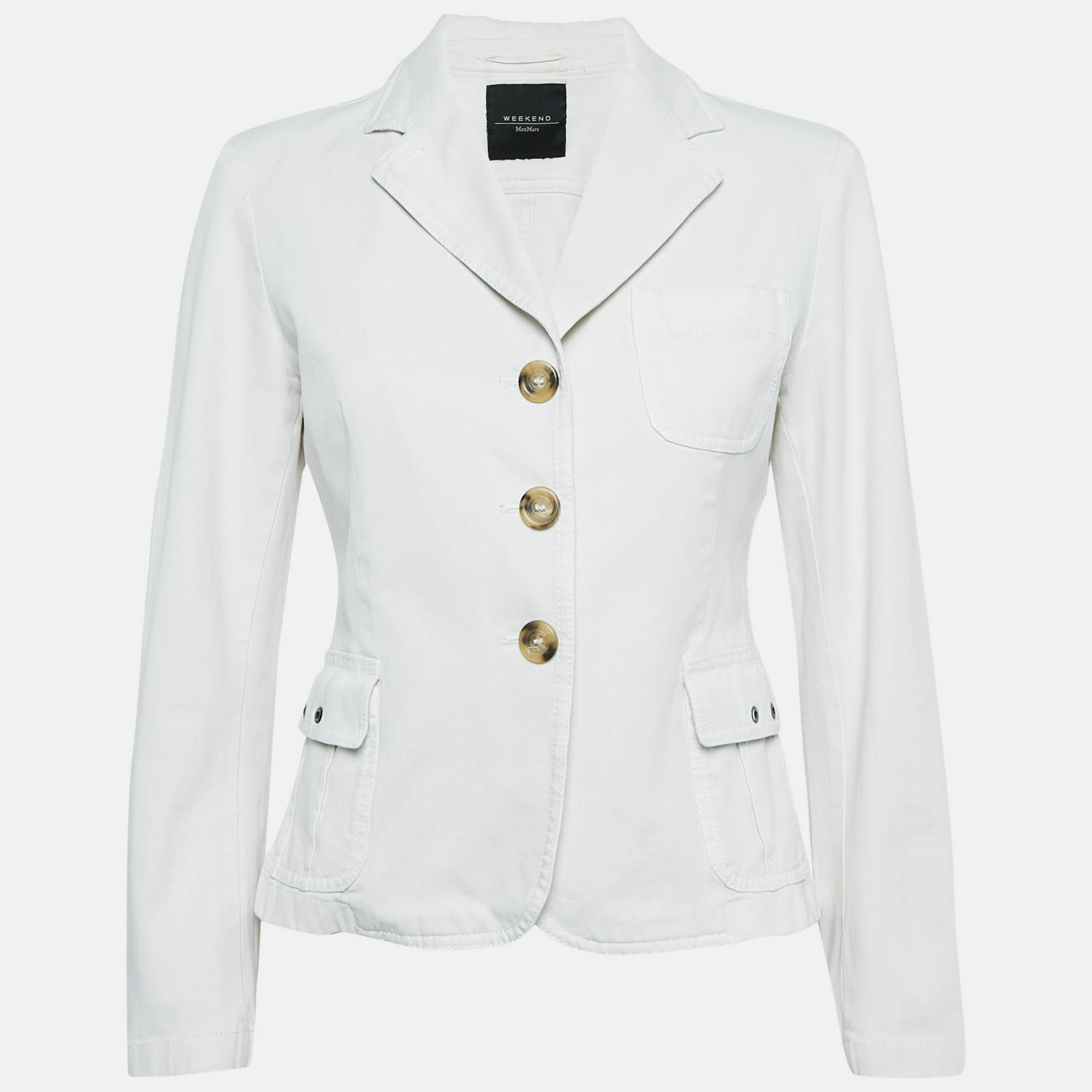 

Weekend Max Mara Off White Gabardine Button Front Jacket M