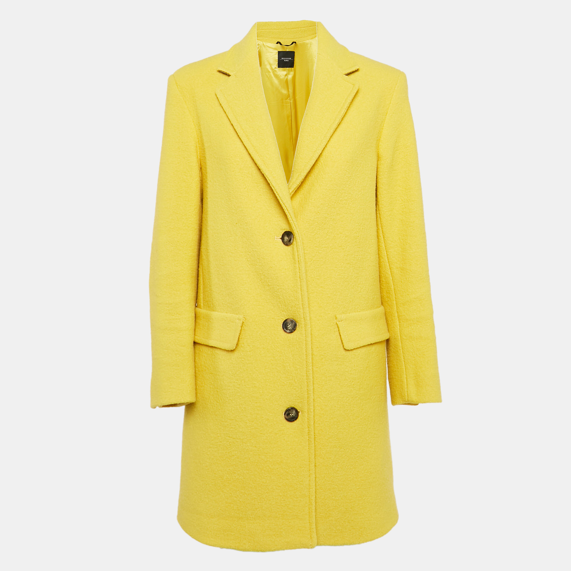 

Weekend Max Mara Yellow Wool Felt Mid-Length Coat XS