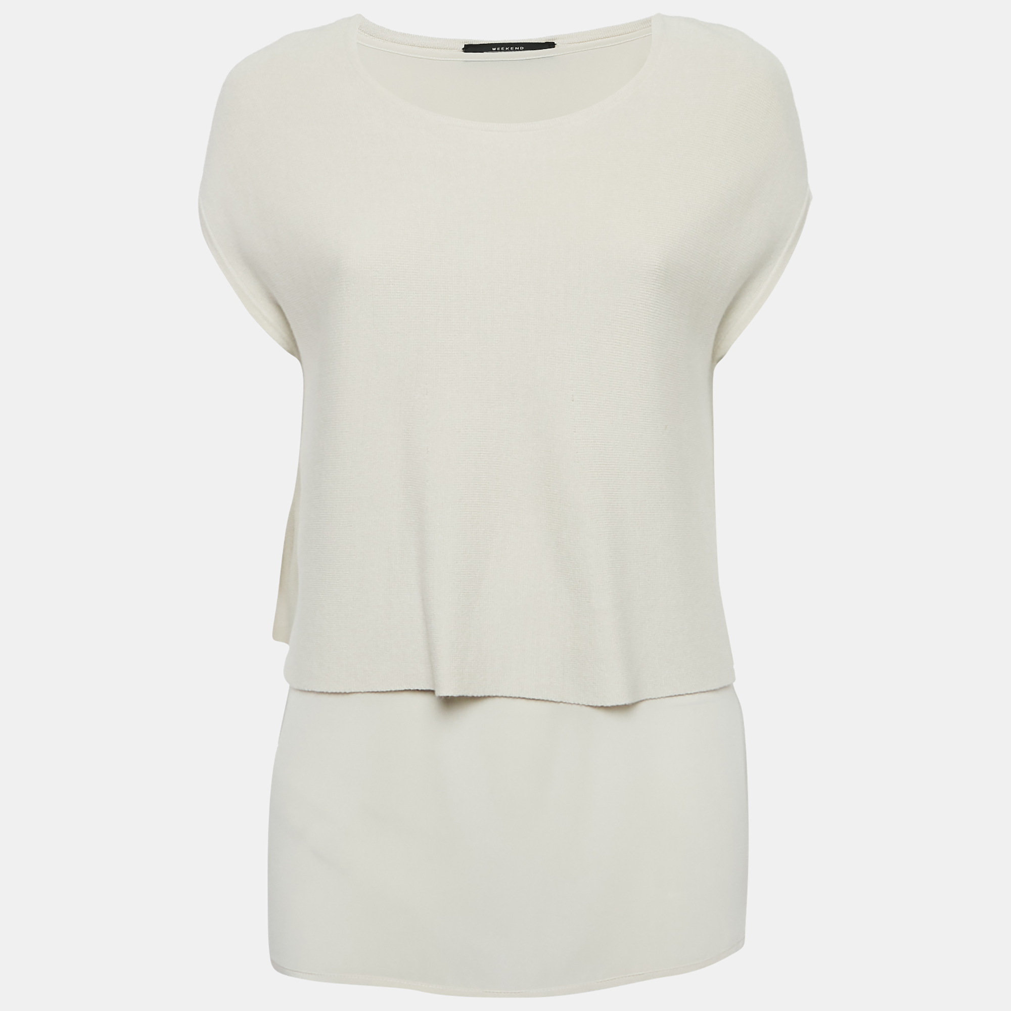 

Weekend Max Mara Grey Knit and Silk Layered Top L