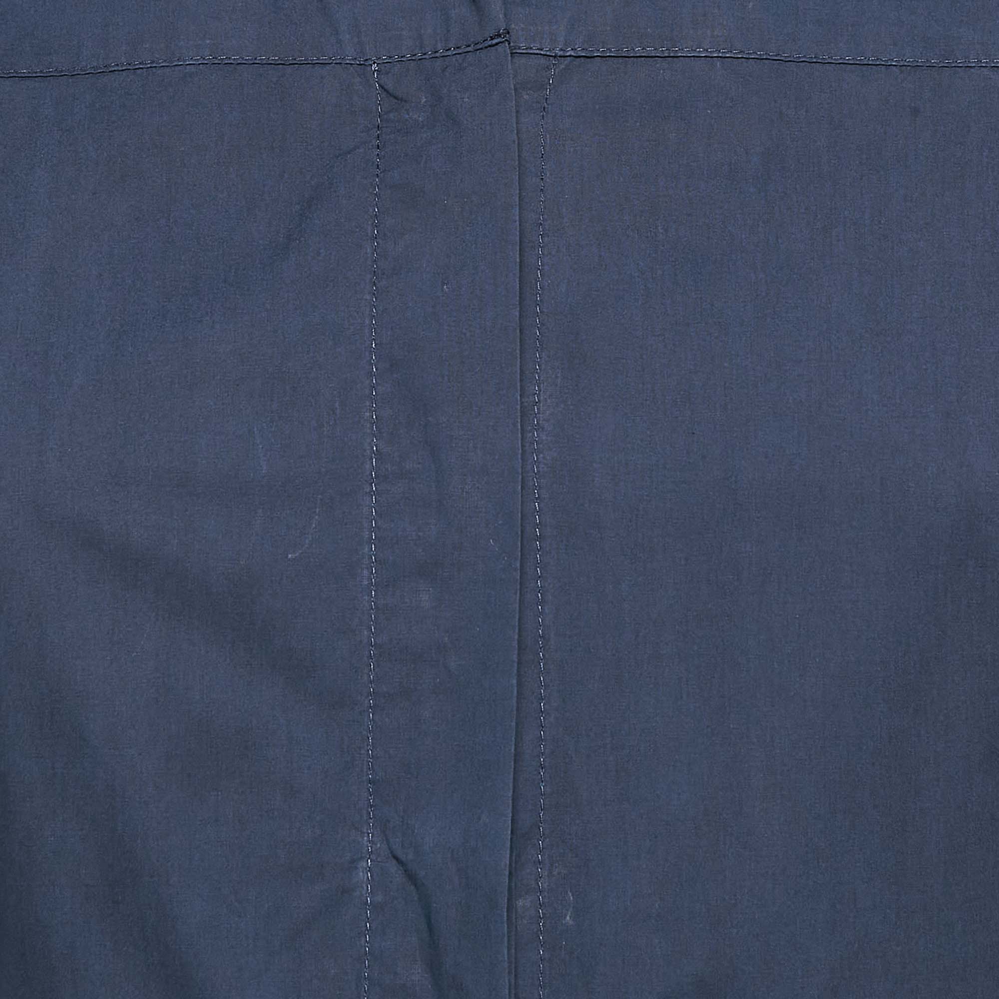 Weekend Max Mara Navy Blue Cotton Cape Sleeve Button Front Shirt Dress S 