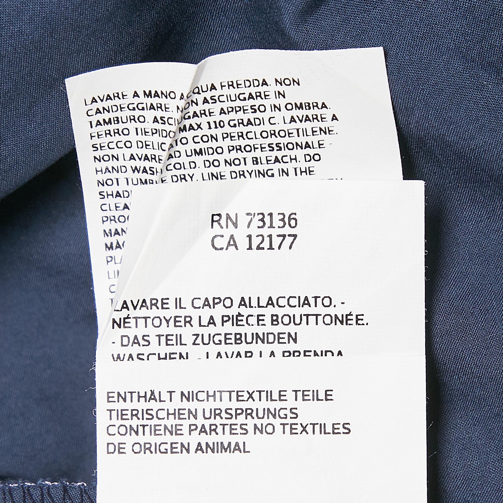 Weekend Max Mara Navy Blue Cotton Cape Sleeve Button Front Shirt Dress S 