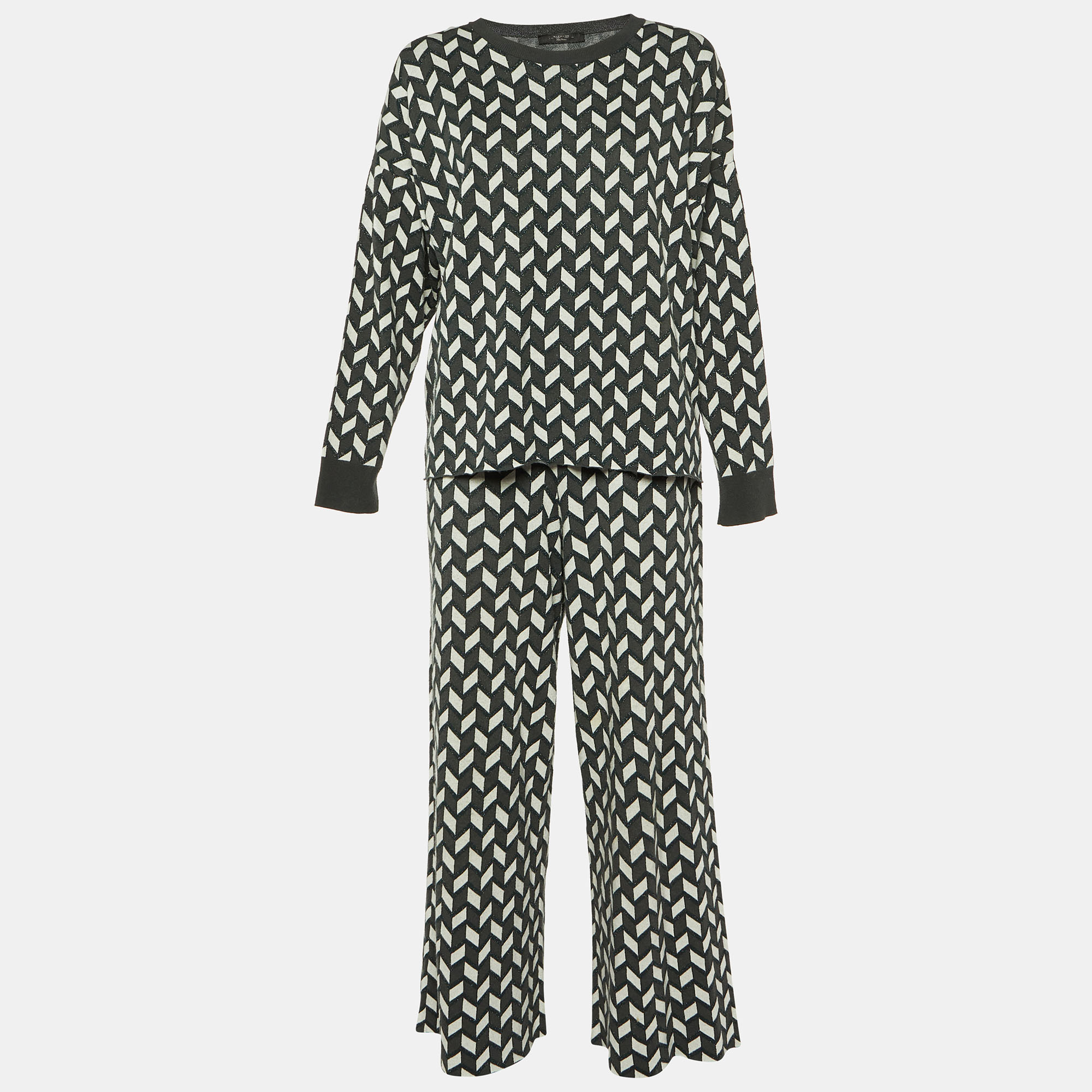 

Weekend Max Mara Grey Zig Zag Lurex Knit Co-Ord Set M