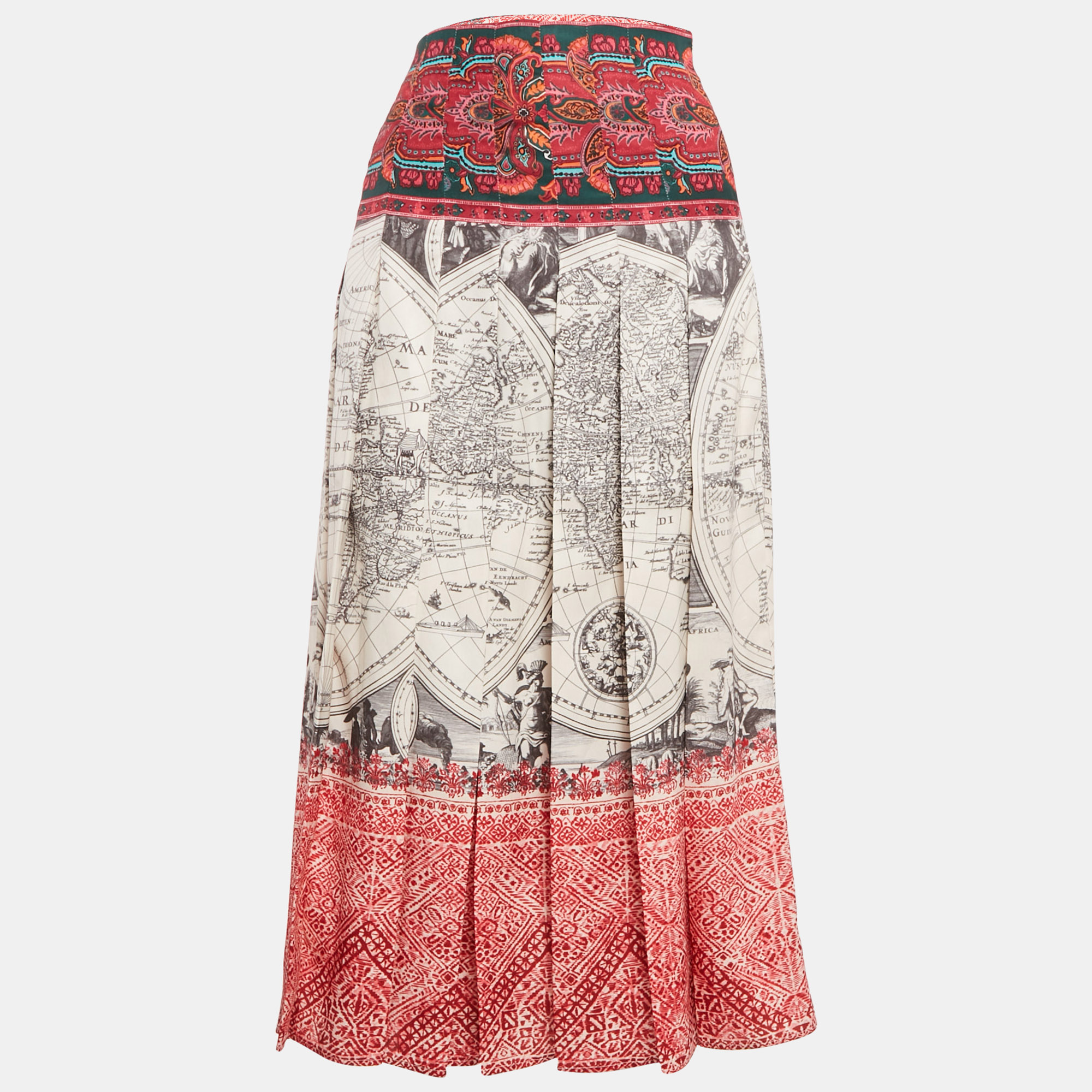 

Weekend Max Mara Multicolor Printed Satin Pleated Midi Duccio Skirt S