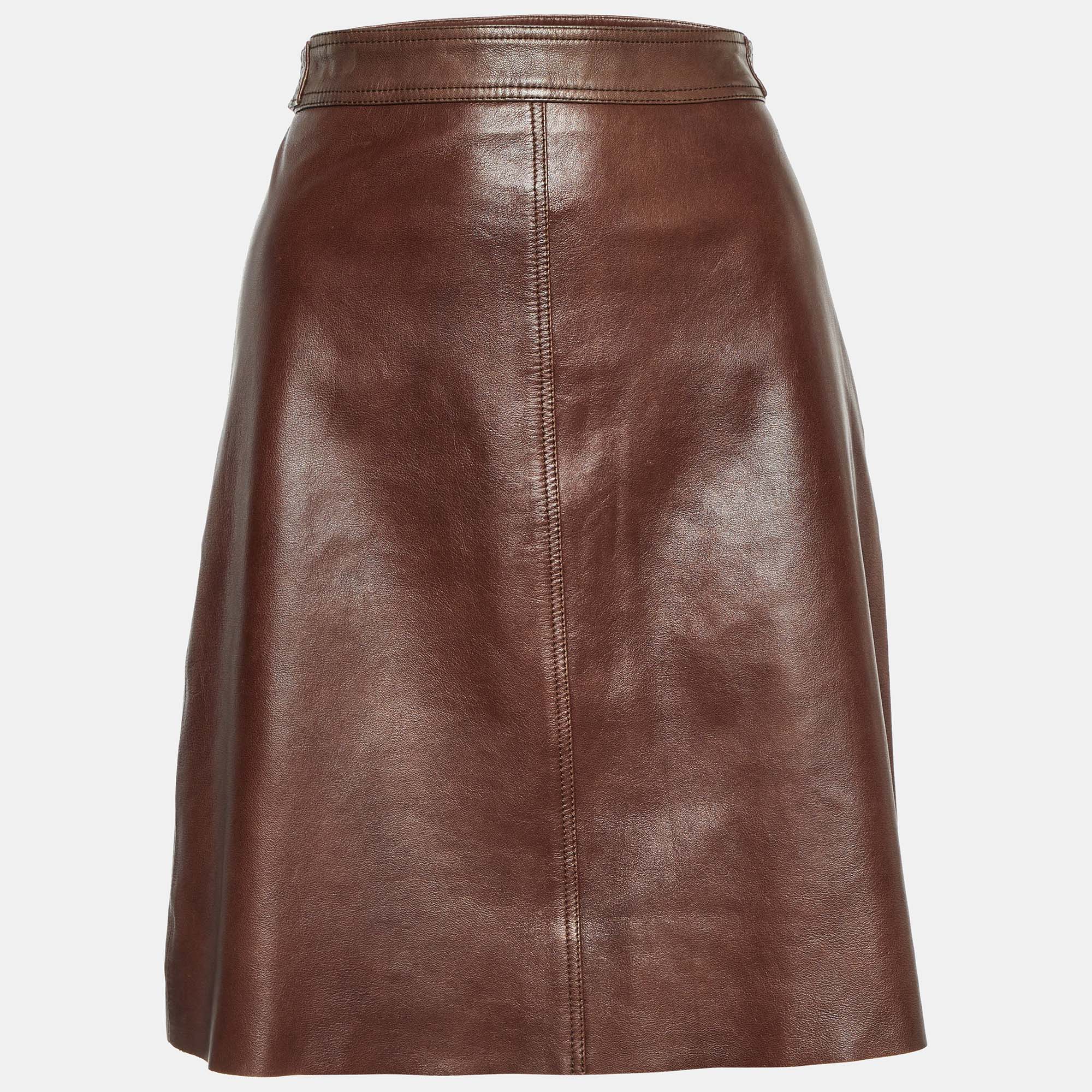 

Weekend Max Mara Brown Leather Mini Skirt XS