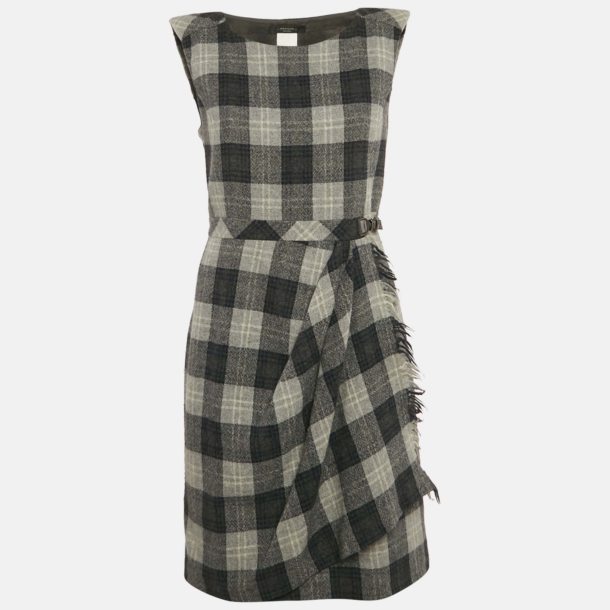 

Weekend Max Mara Grey Plaid Wool Short Dress M