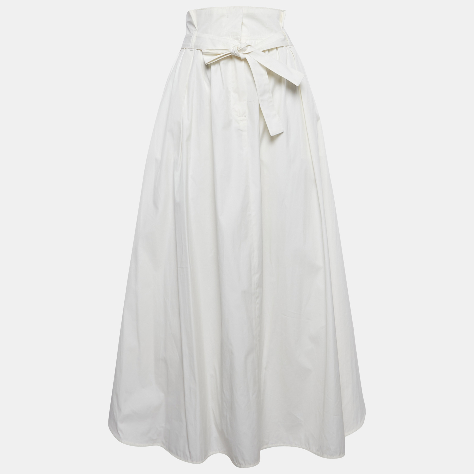 

Weekend Max Mara White Cotton Pleated Maxi Skirt L