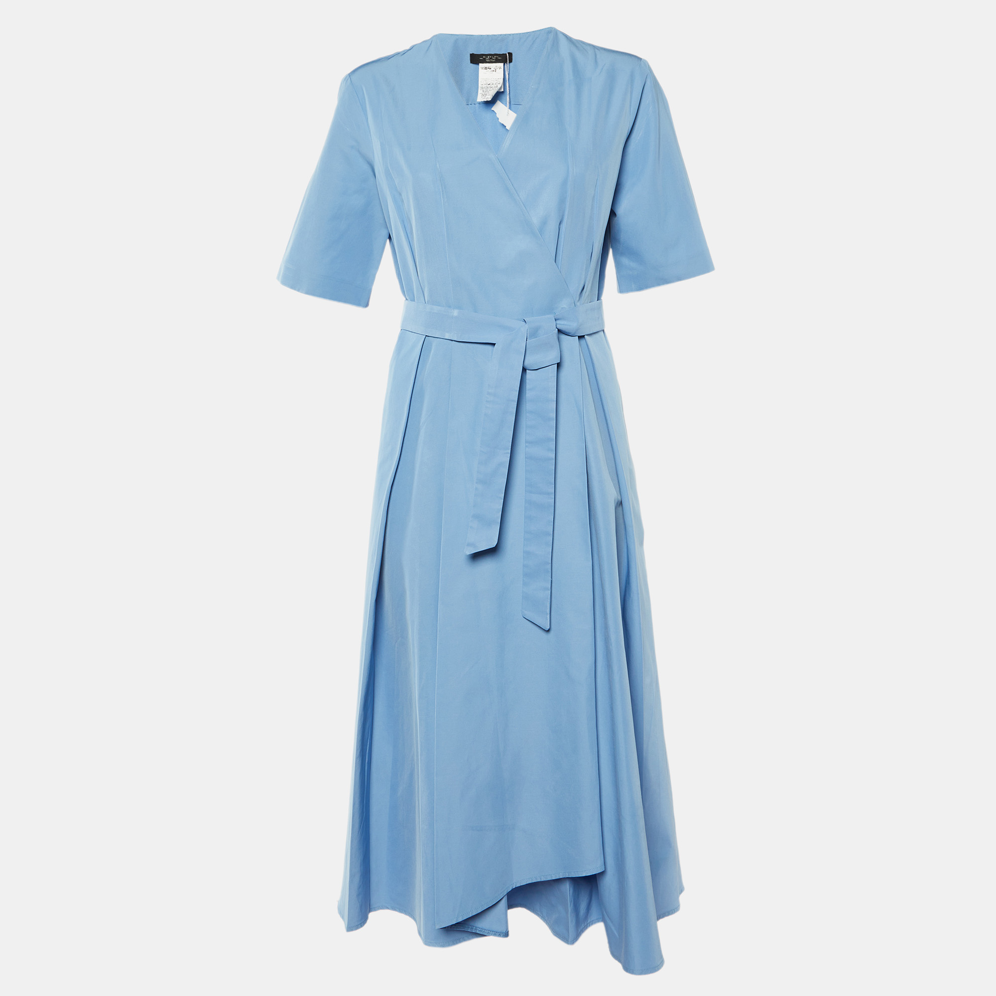 

Weekend Max Mara Blue Cotton Blend Belted Wrap Dress L