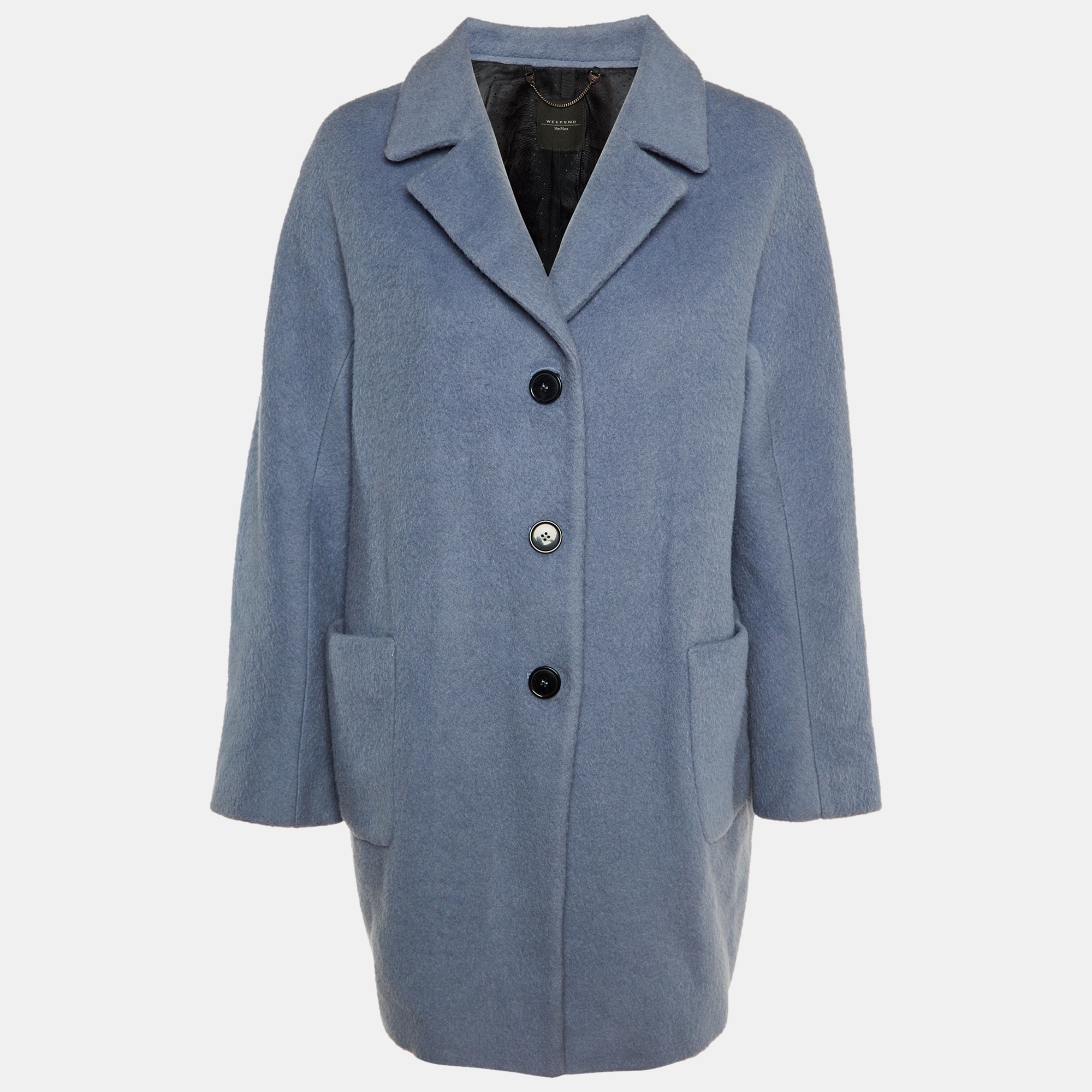 

Weekend Max Mara Pale Blue Wool Button Front Coat L