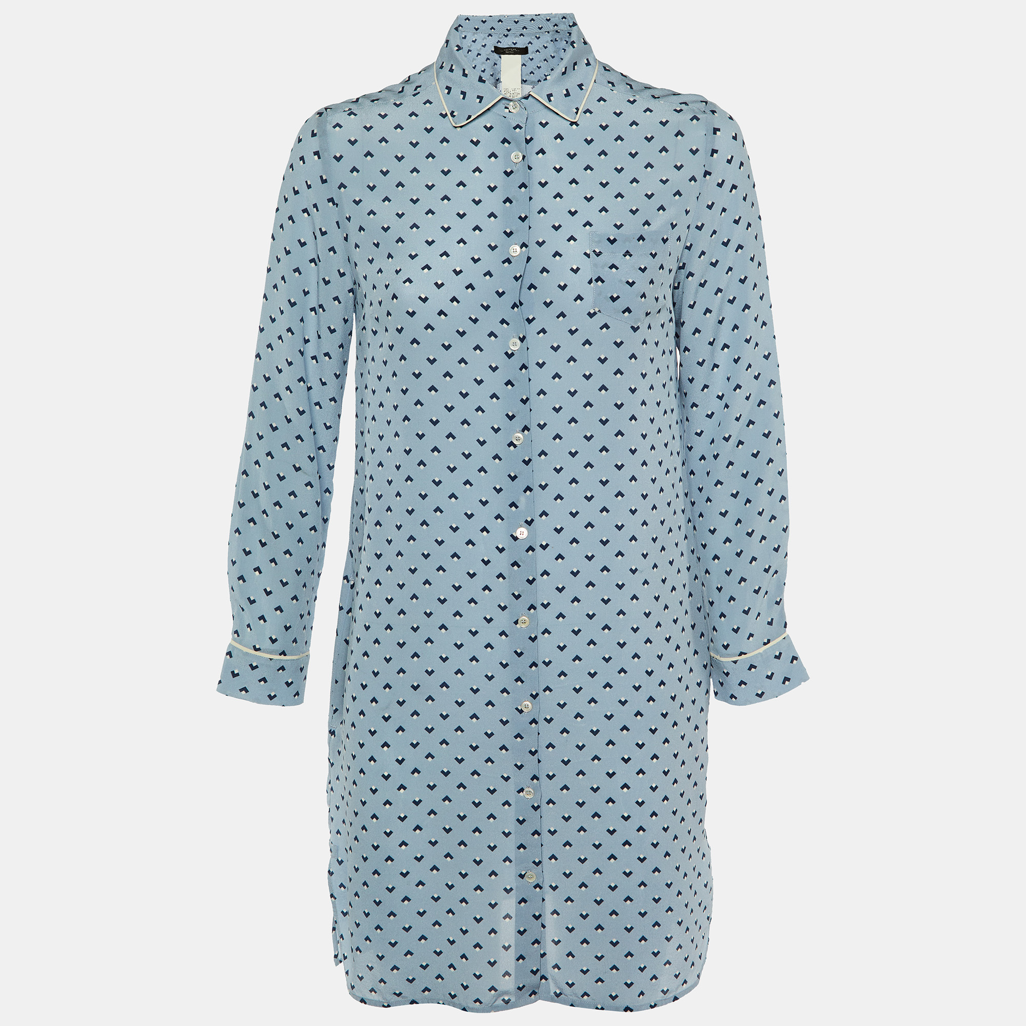 

Weekend Max Mara Blue Geometric Print Silk Shirt Dress S