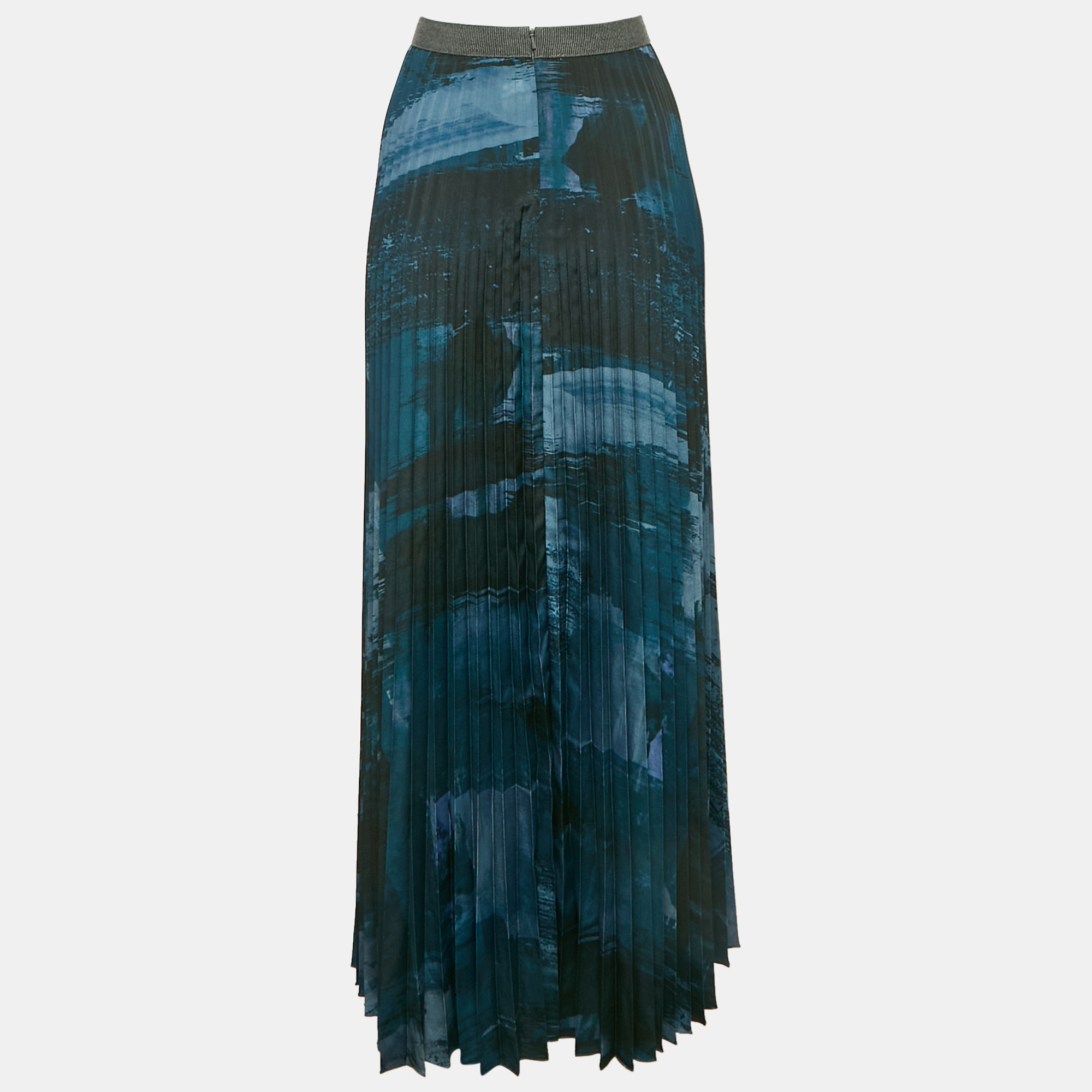 

Weekend Max Mara Black & Blue Printed Plisse Midi Skirt S