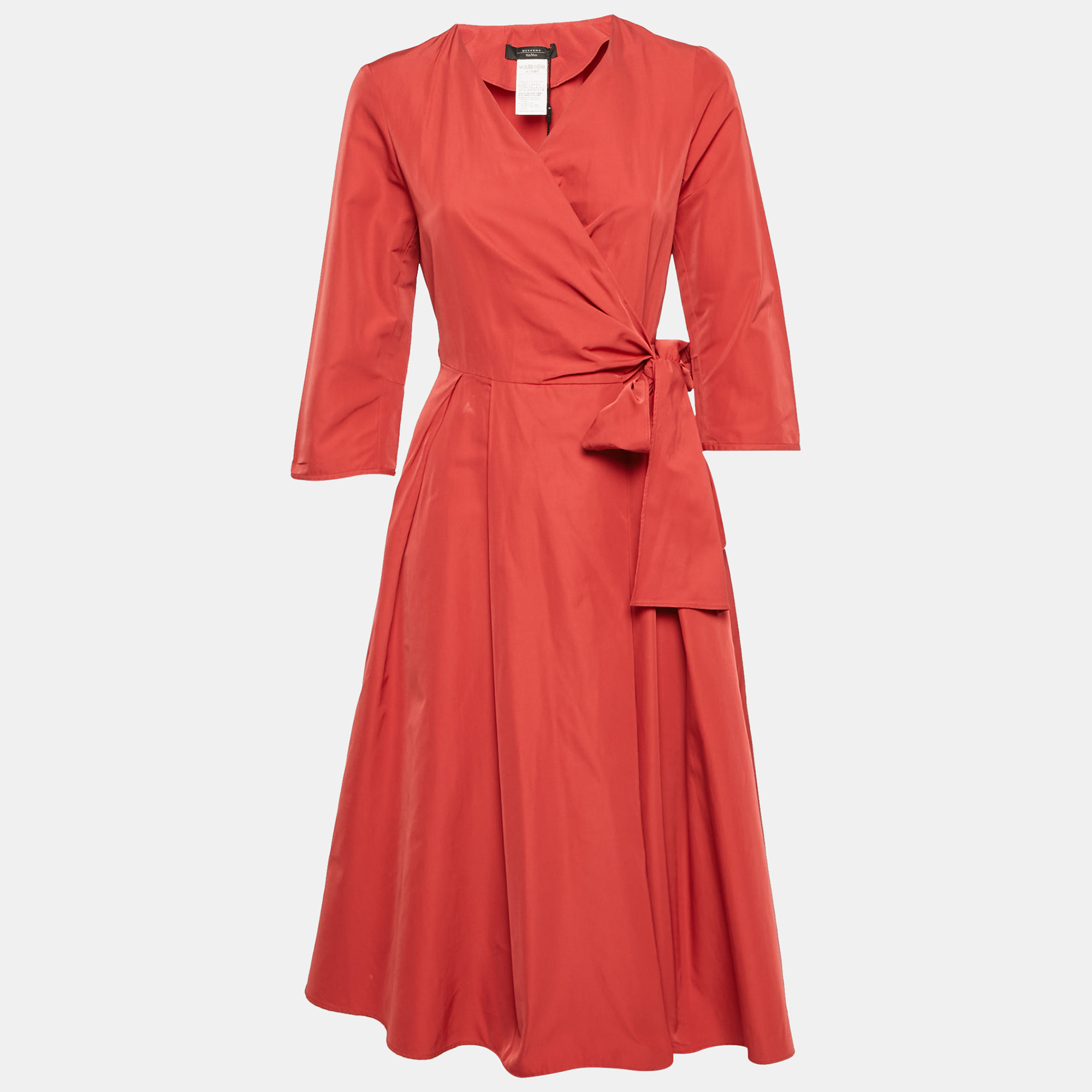 

Weekend Max Mara Red Synthetic Wrap Pleated Coat XS