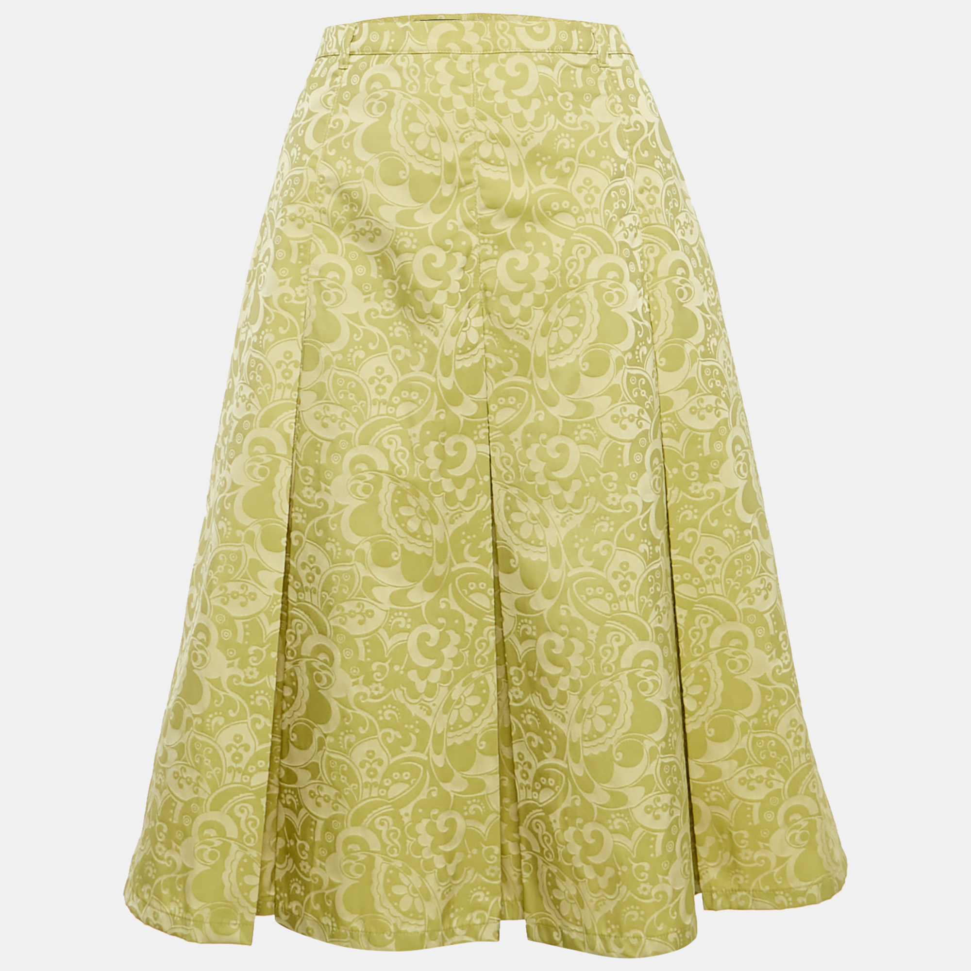 

Weekend Max Mara Green Paisley Jacquard Pleated Short Skirt L
