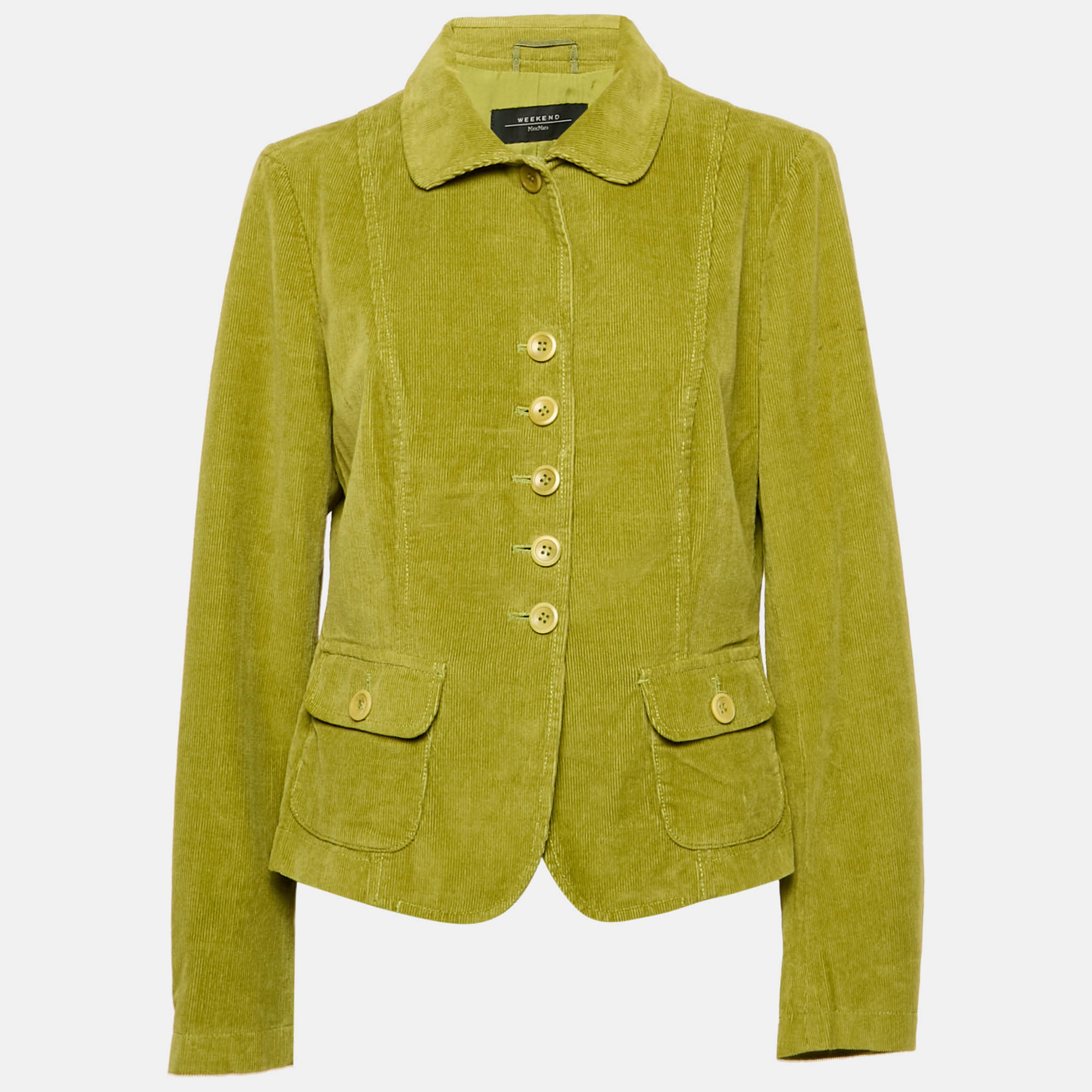 

Weekend Max Mara Lime Green Corduroy Button Down Jacket XL