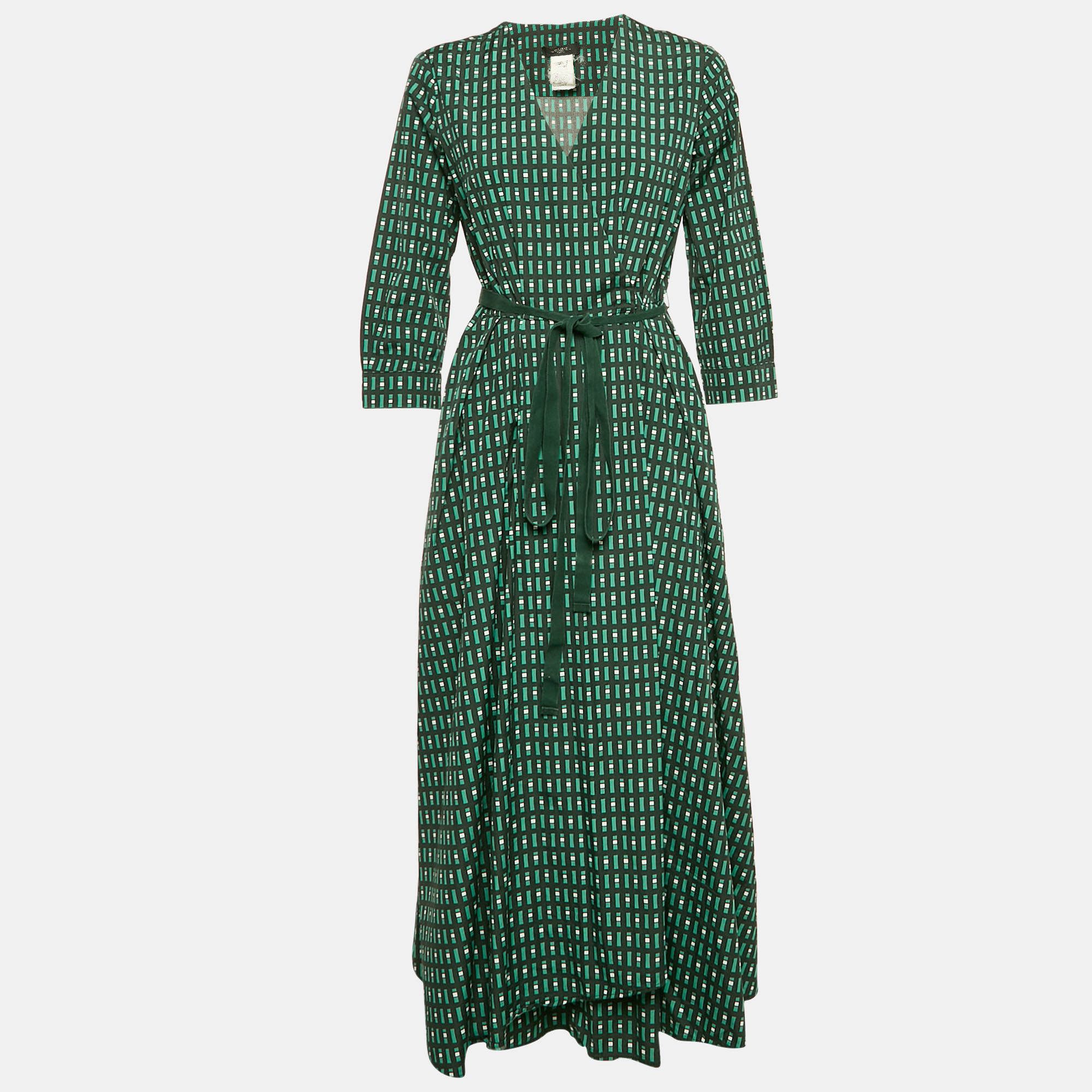 

Weekend Max Mara Green Printed Cotton Ravello Wrap Dress M