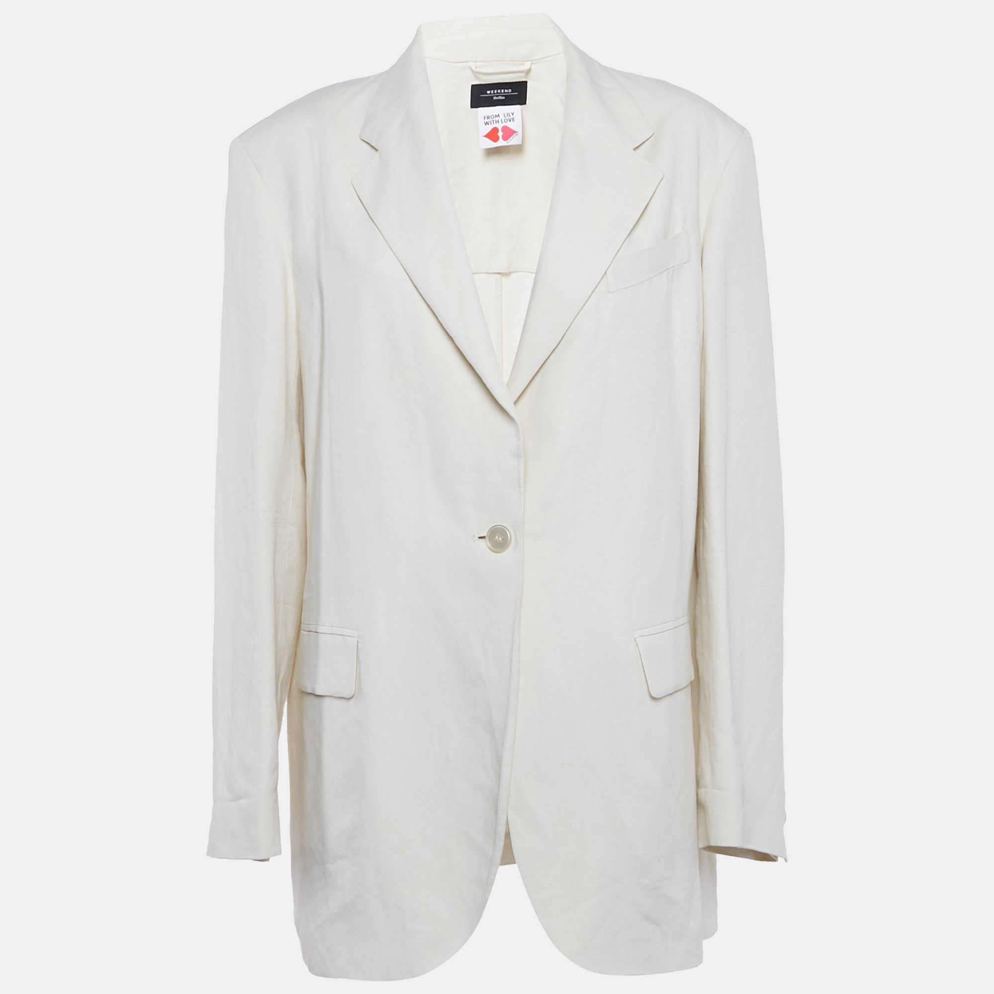 

Weekend Max Mara Off-White Straight Fluid Papaile Blazer XXL