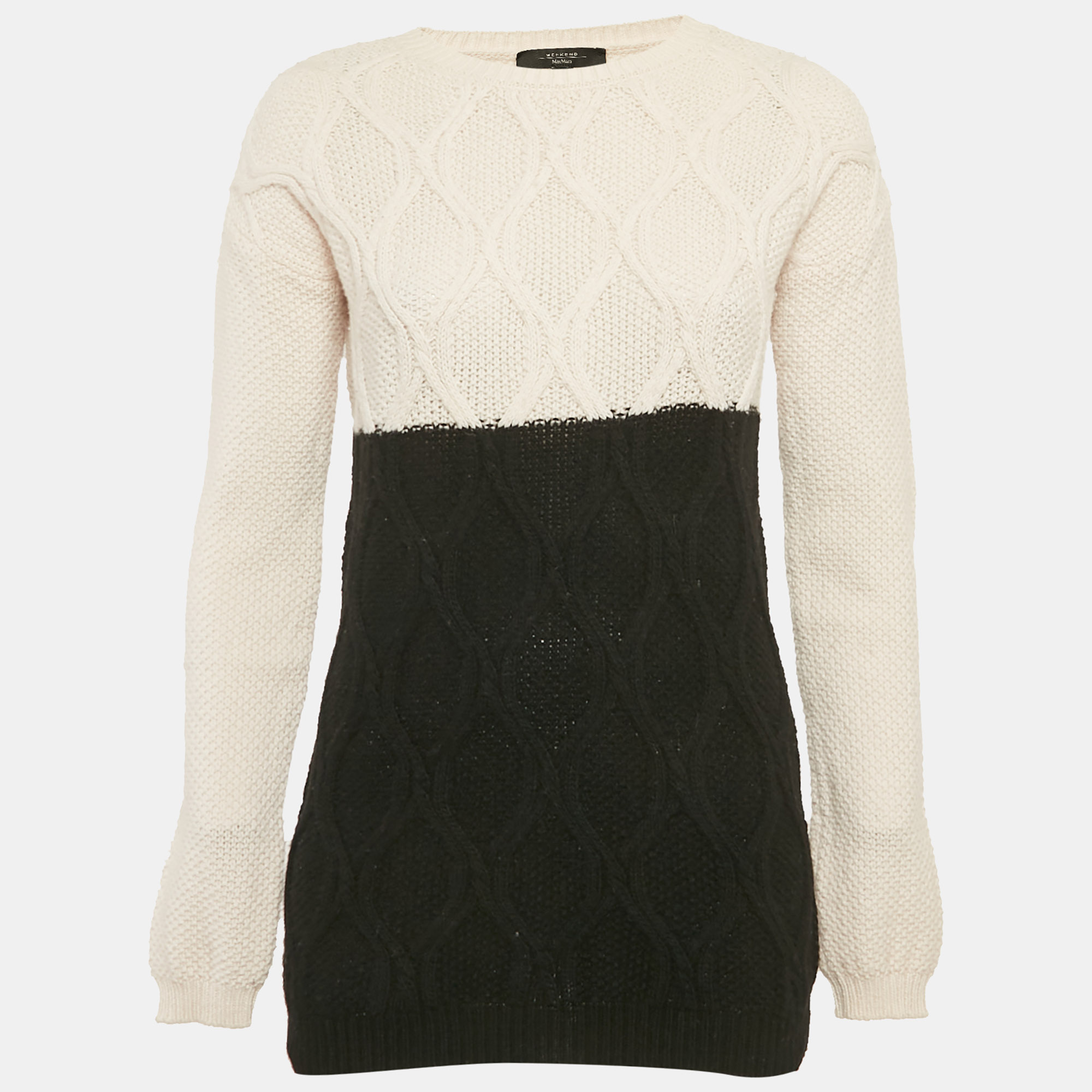 

Weekend Max Mara Two-Tone Colorblock Wool Knit Sweater S, Black