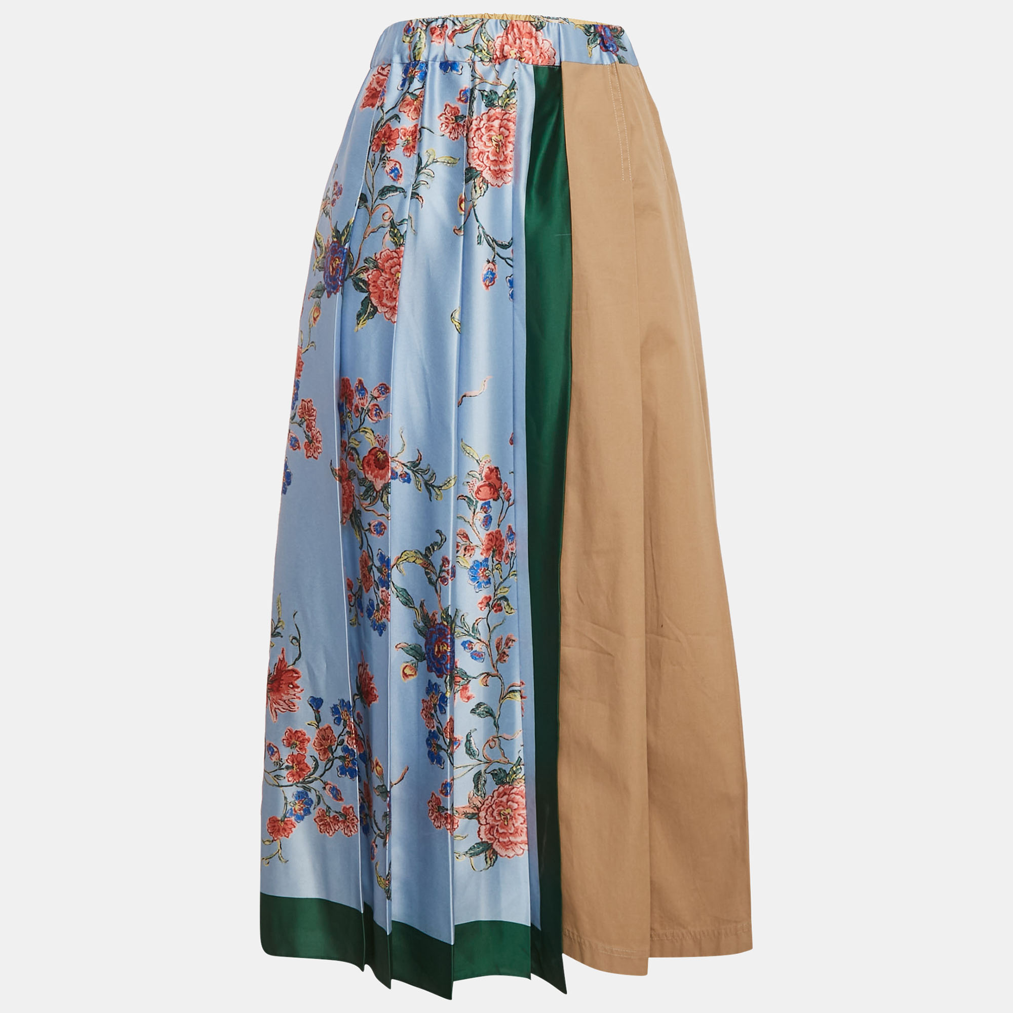 

Weekend Max Mara Multicolor Satin and Cotton Pleated Midi Skirt XL