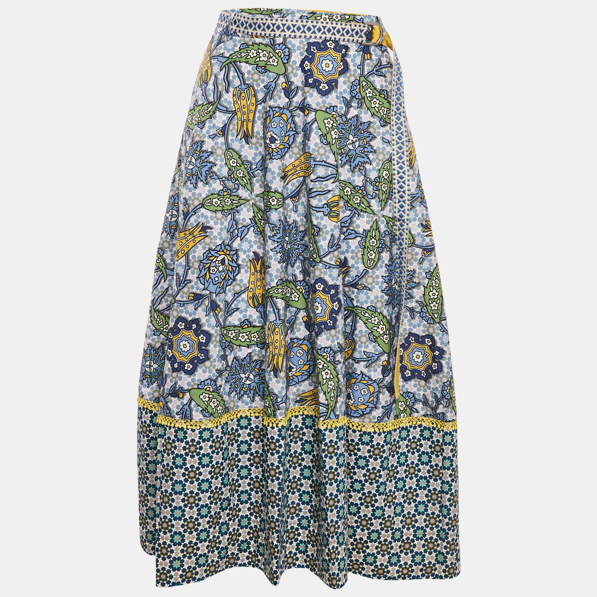 

Weekend Max Mara Blue/Yellow Printed Cotton Maxi Skirt S