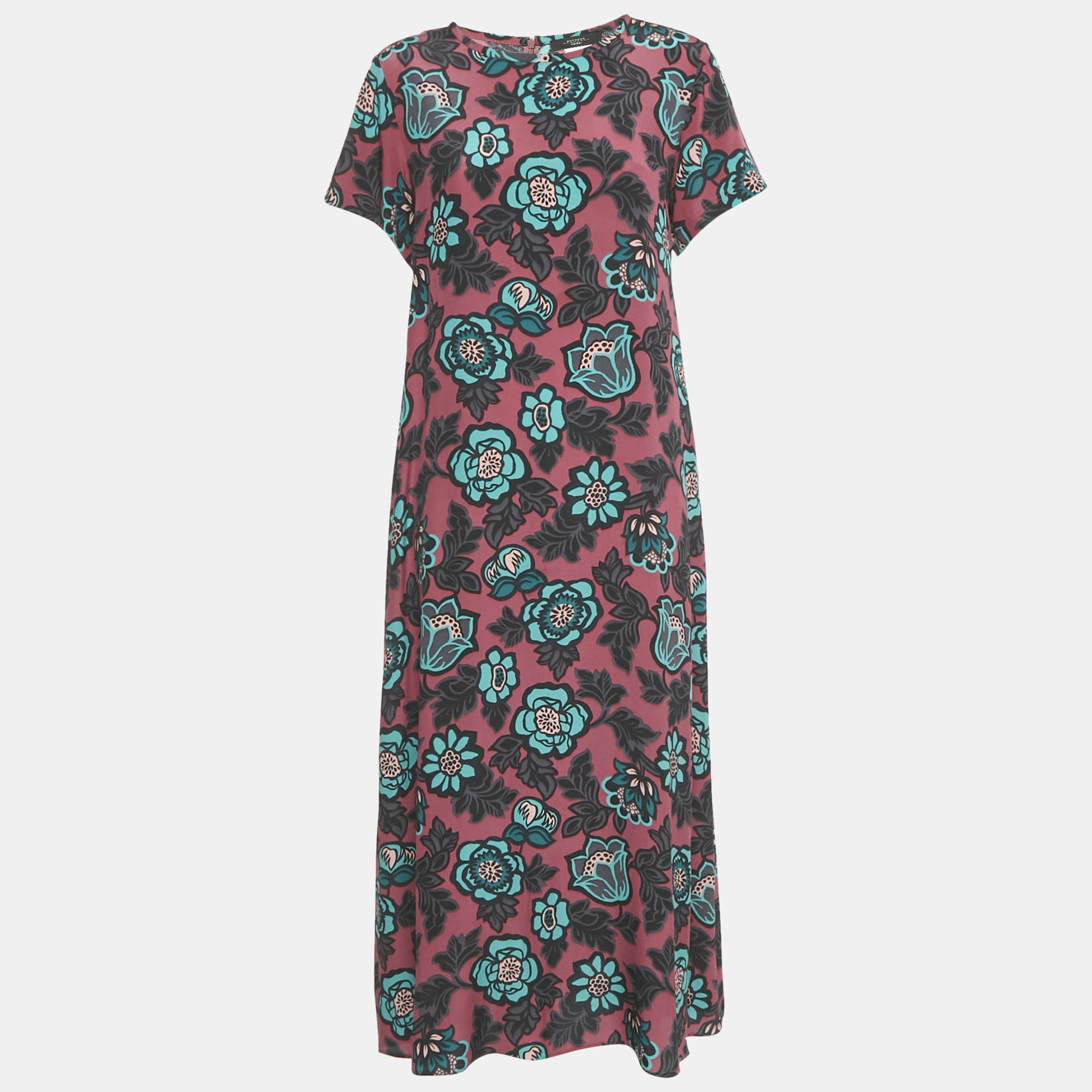 Pre-owned Weekend Max Mara Purple Floral Print Silk Aral Midi Dress M